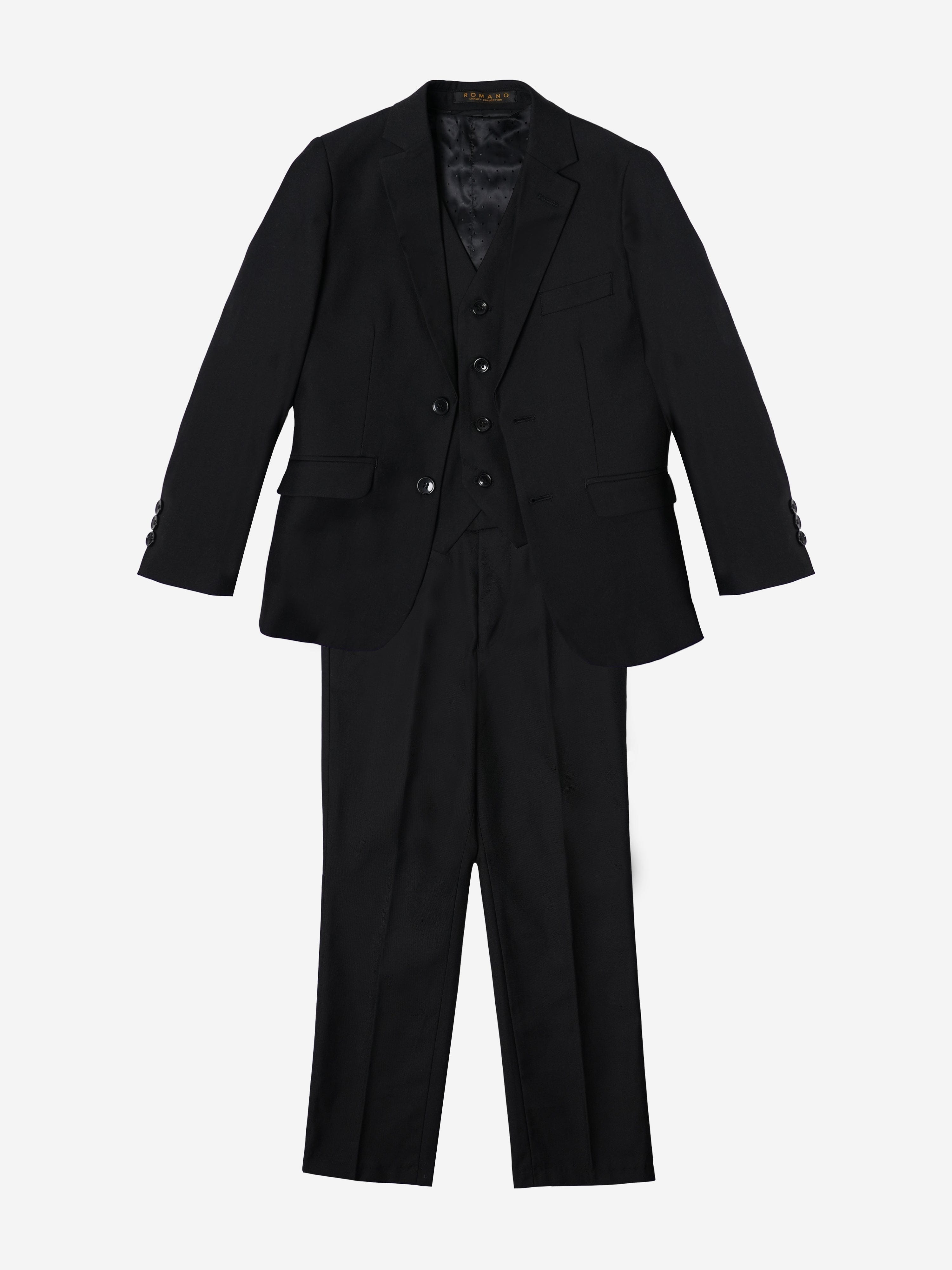 Romano Boys 3 Piece Suit in Black