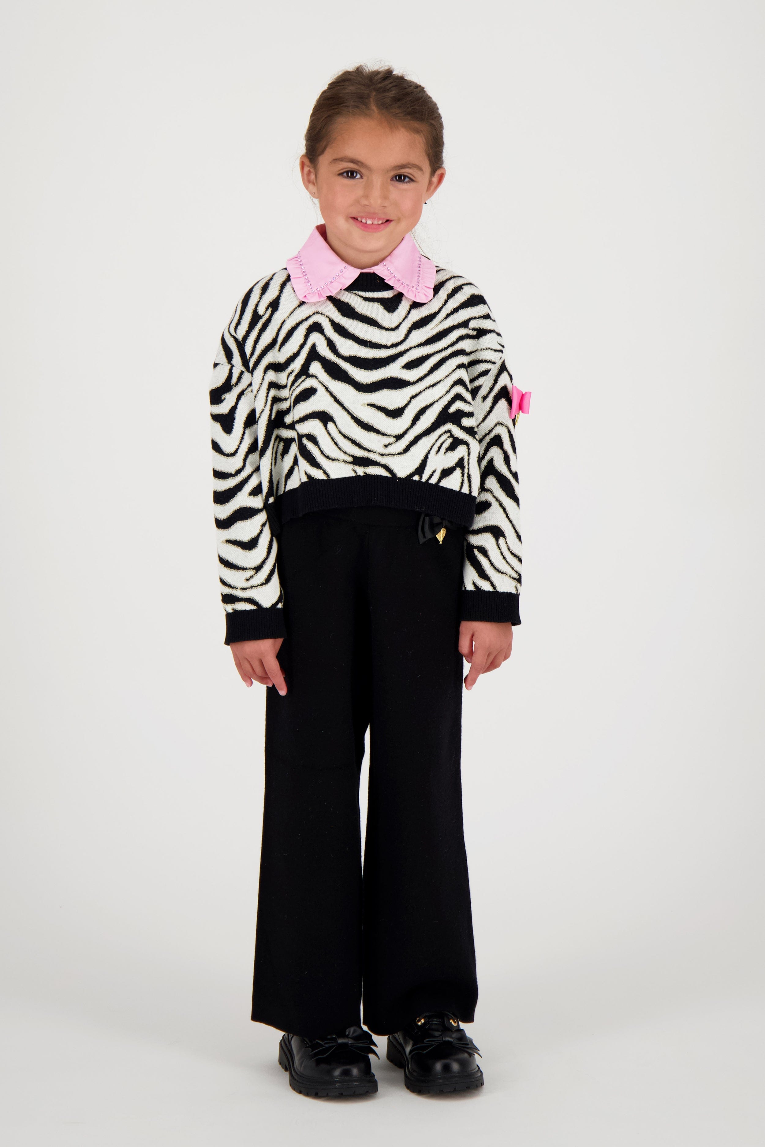 Angels Face Girls Roberta Cropped Zebra Jumper White