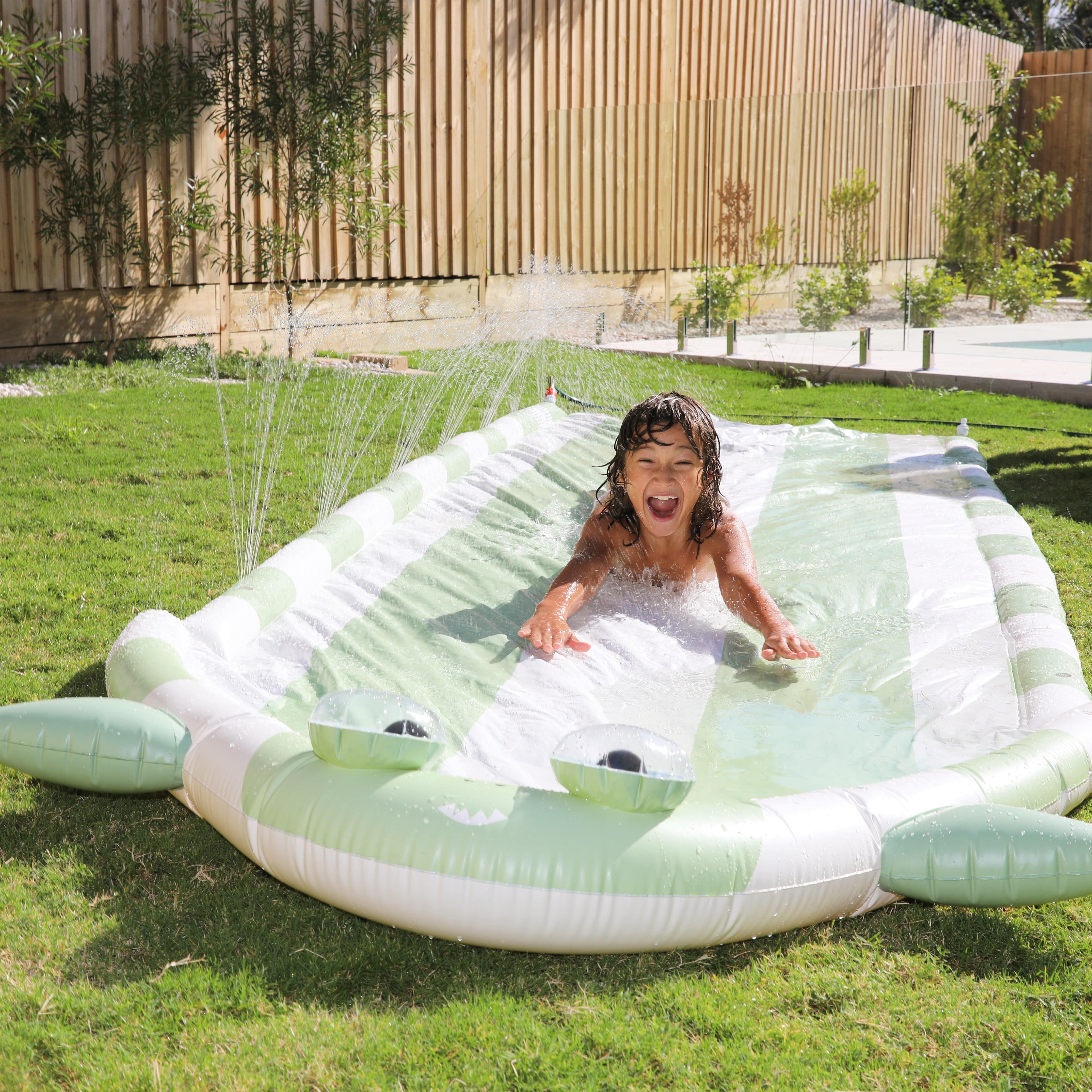 Sunnylife Kids Shark Tribe Slip and Slide in Green