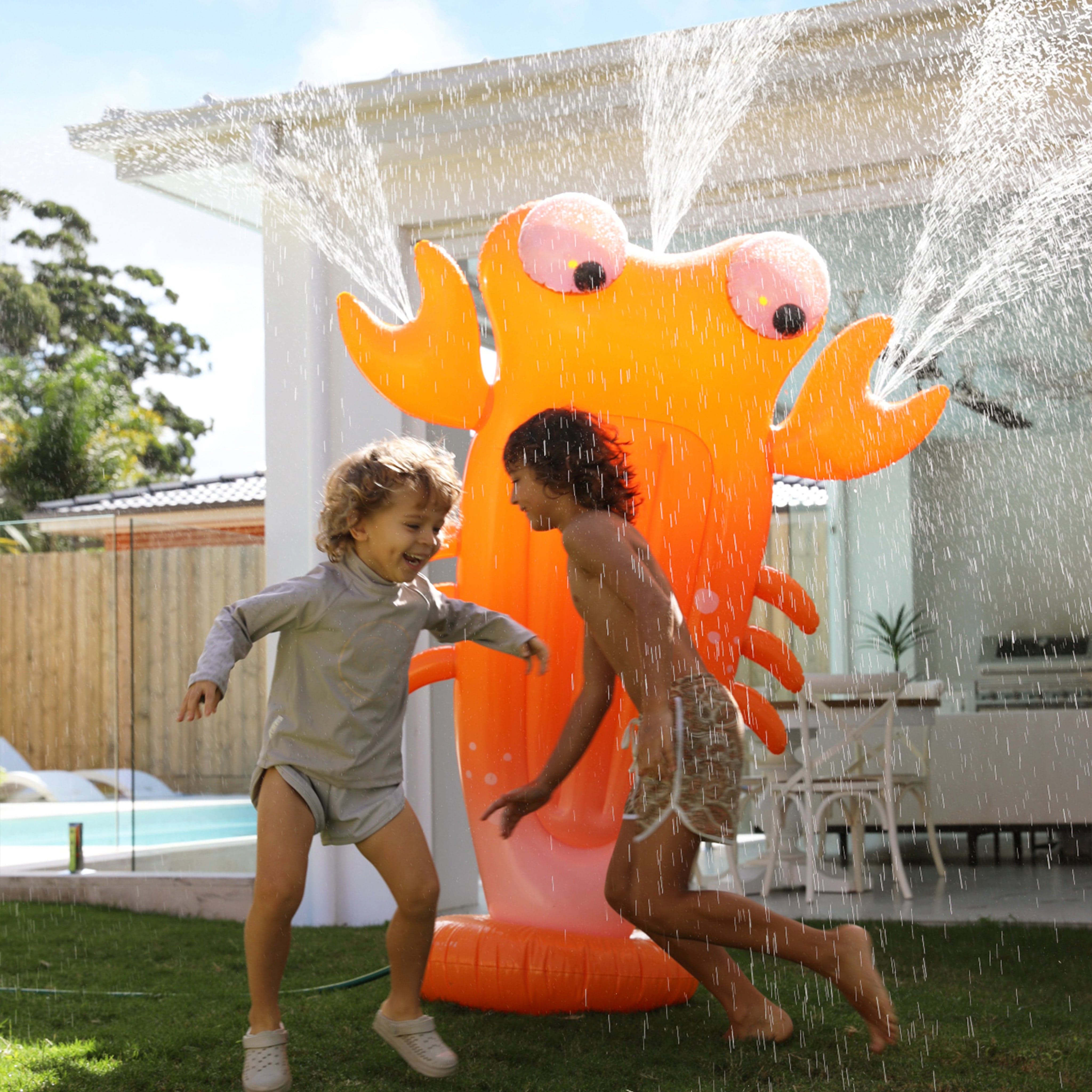 Sunnylife Kids Sonny The Sea Creature Inflatable Giant Sprinkler in Orange