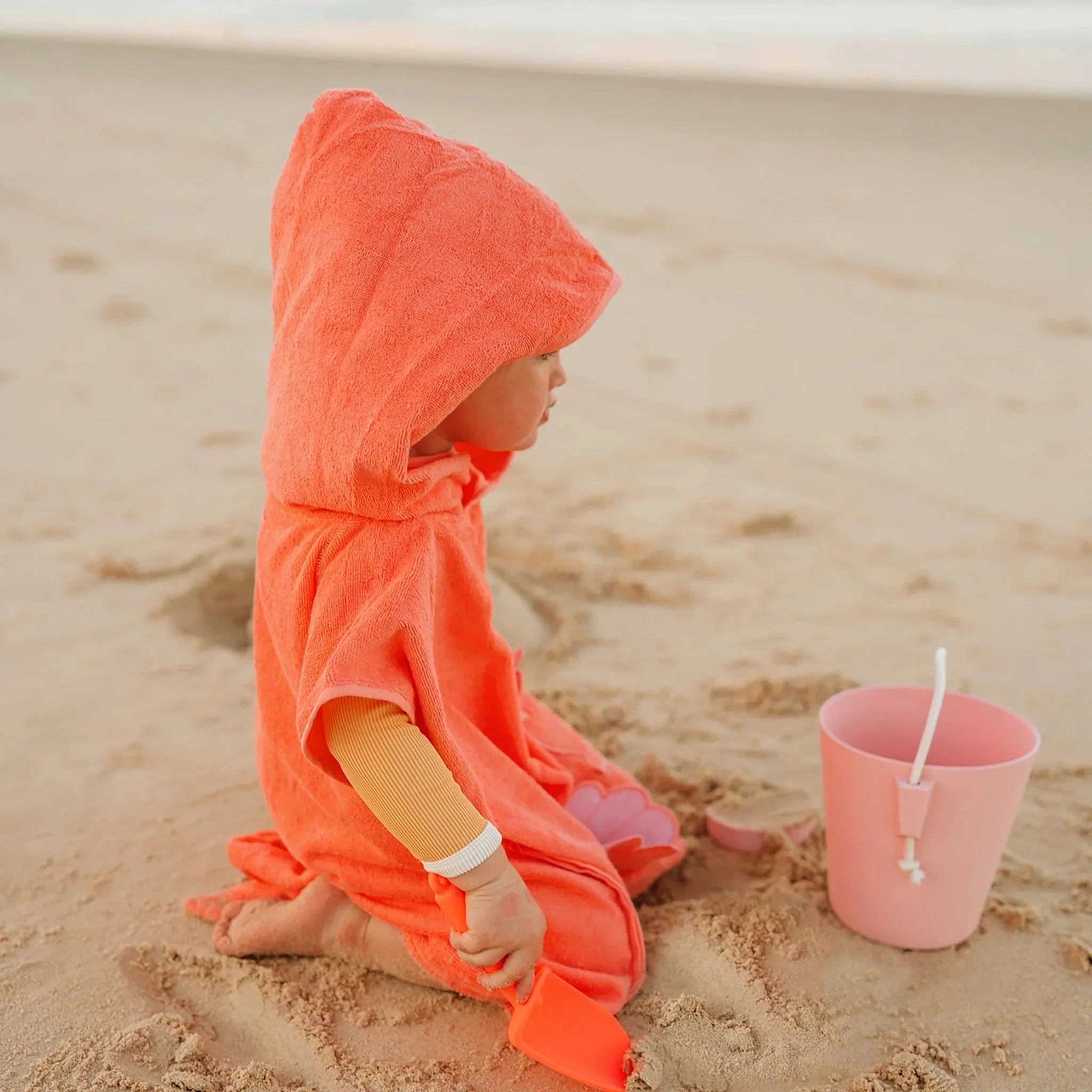 Sunnylife Kids Ocean Treasure Hooded Beach Towel in Coral