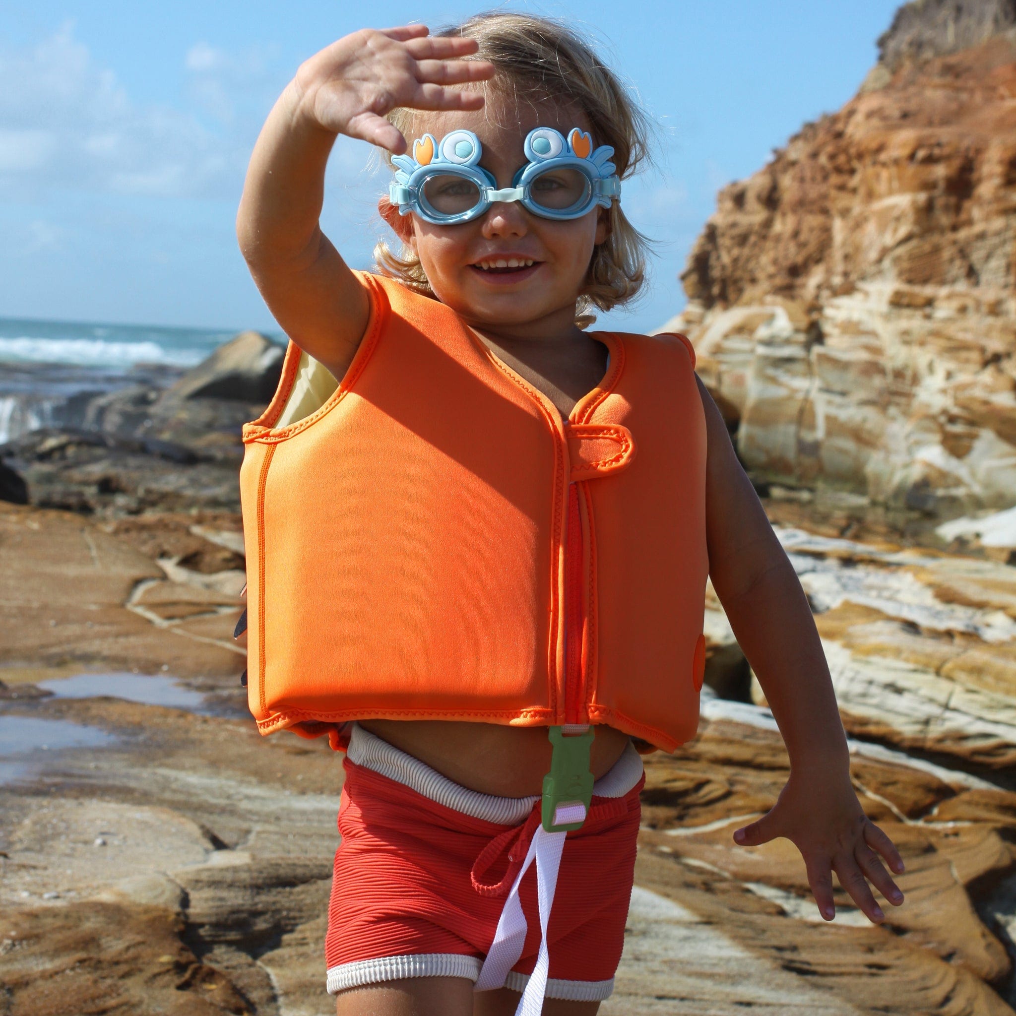 Sunnylife Kids Sonny The Sea Creature Swim Vest in Orange