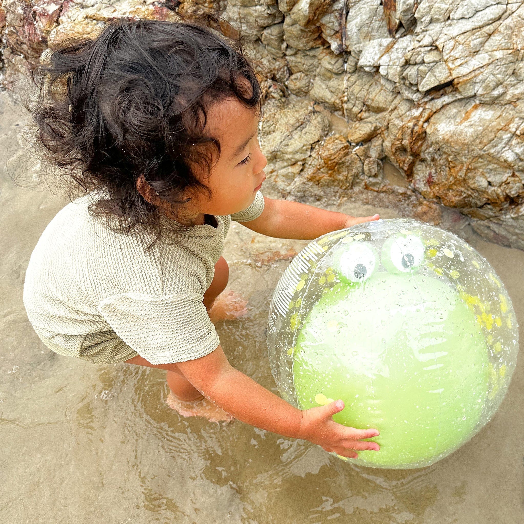 Sunnylife Kids Cookie the Croc 3D Inflatable Beach Ball in Green (35cm)