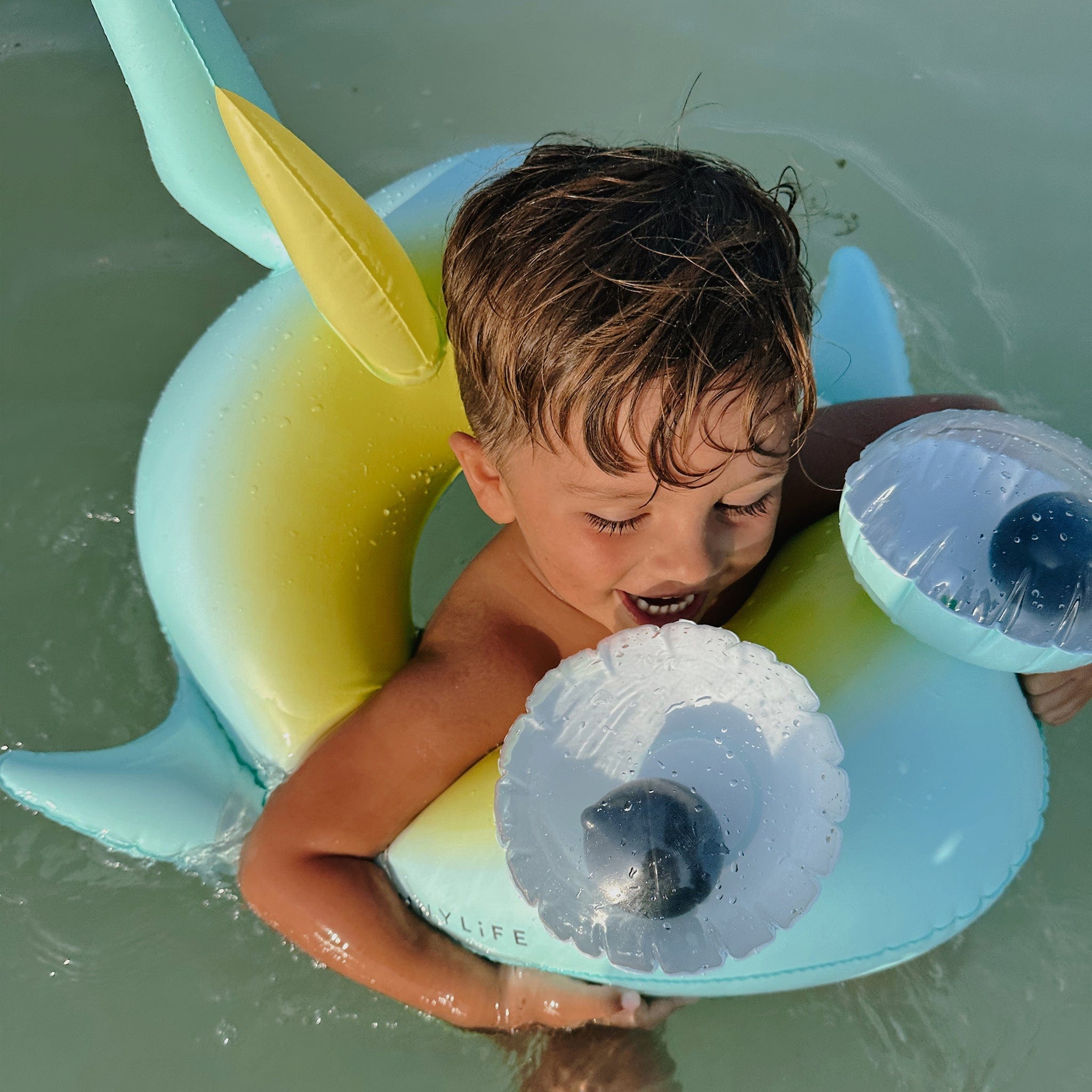 Sunnylife Kids Salty the Shark Tube Pool Ring in Blue (69cm)