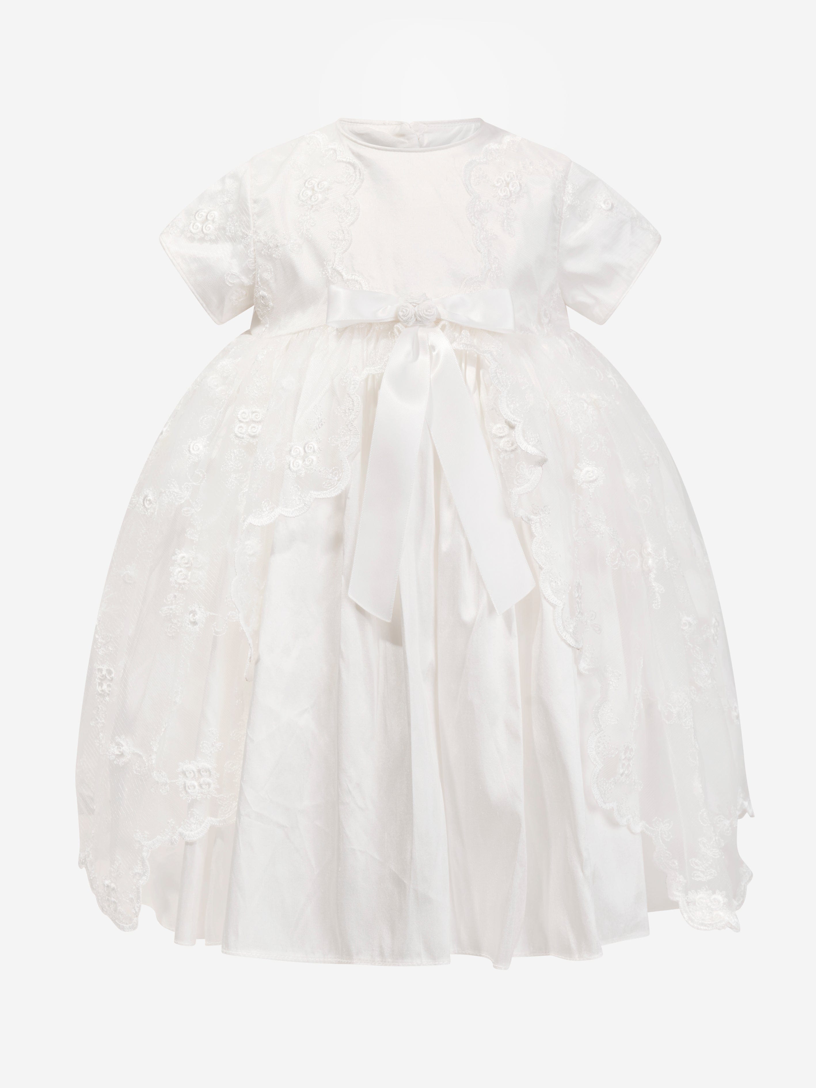 Sarah Louise Baby Girls Christening Dress And Bonnet in Ivory