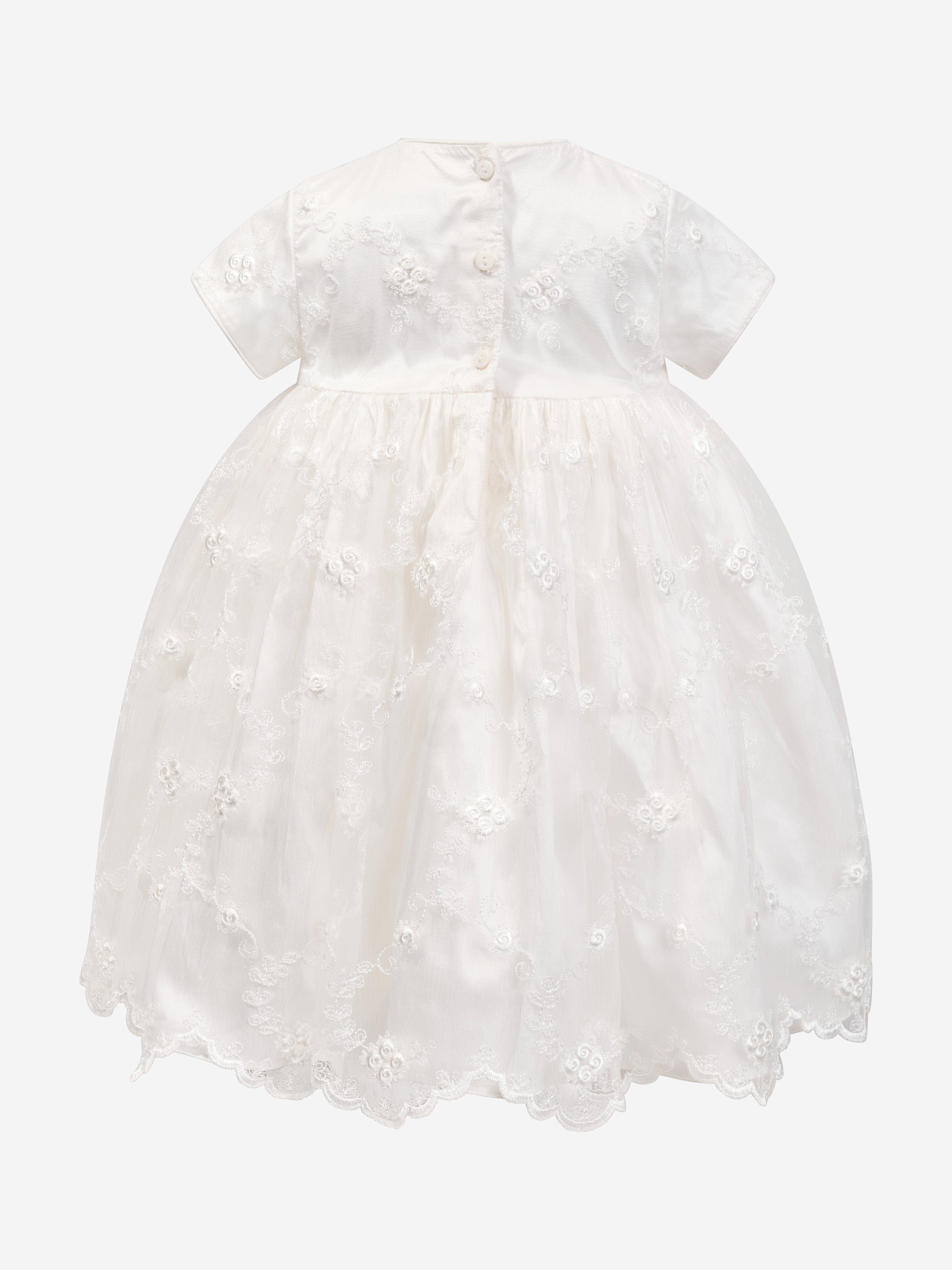 Sarah Louise Baby Girls Christening Dress And Bonnet in Ivory