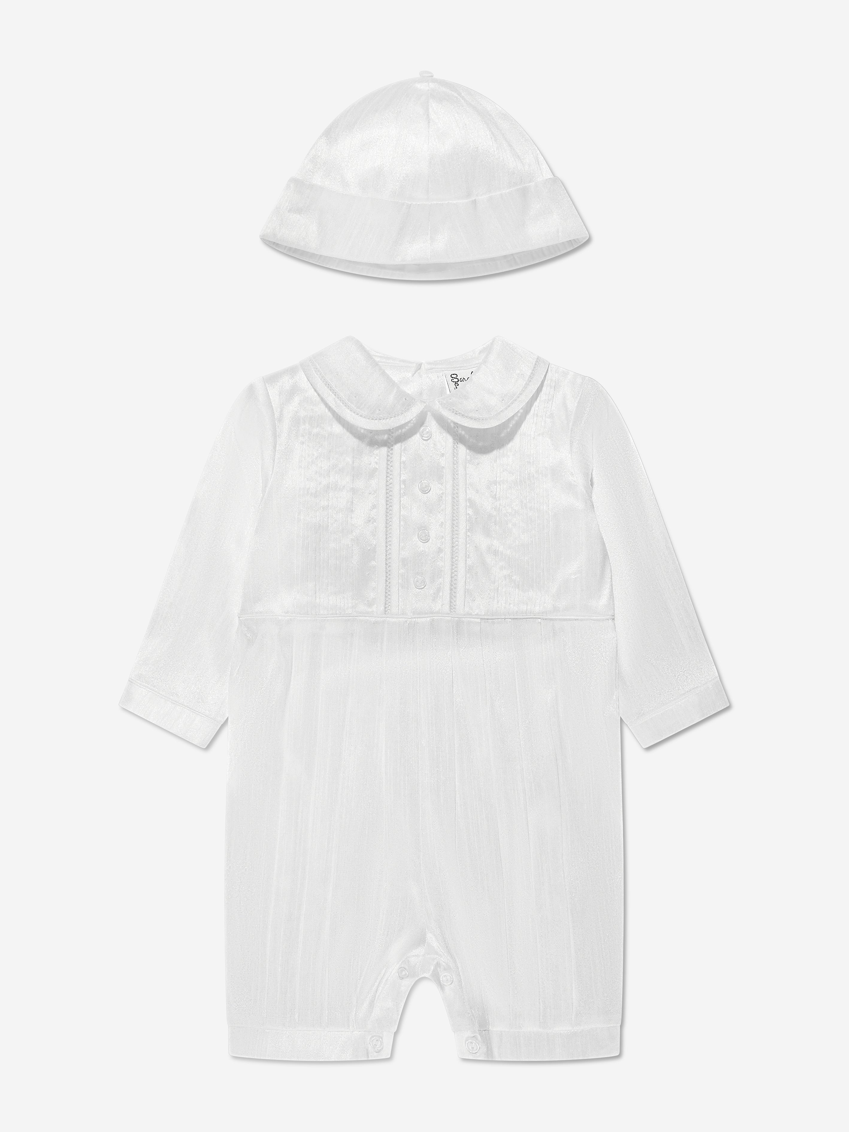 Sarah Louise Baby Boys Romper And Hat in White