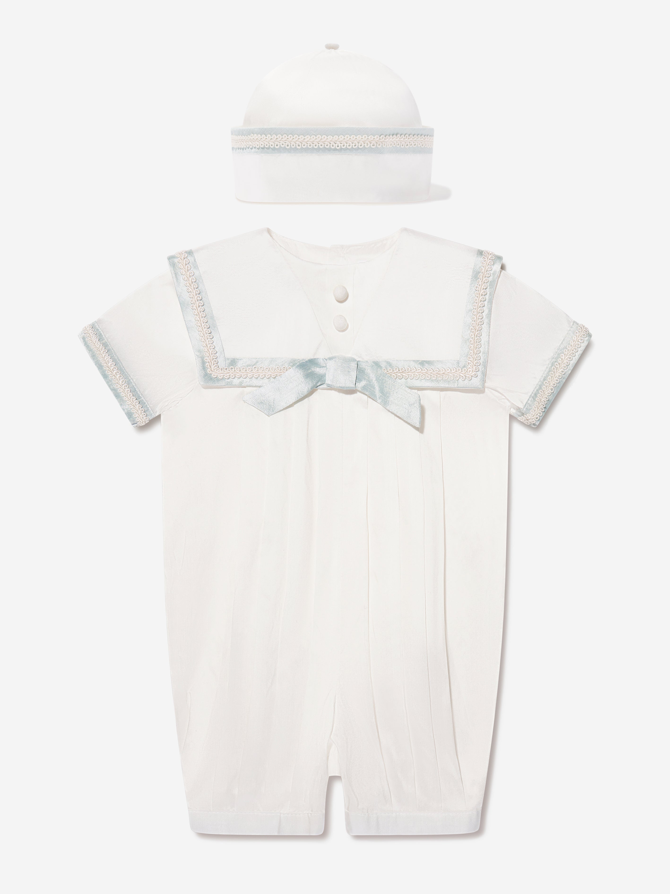 Sarah Louise Baby Boys Romper And Hat in Ivory