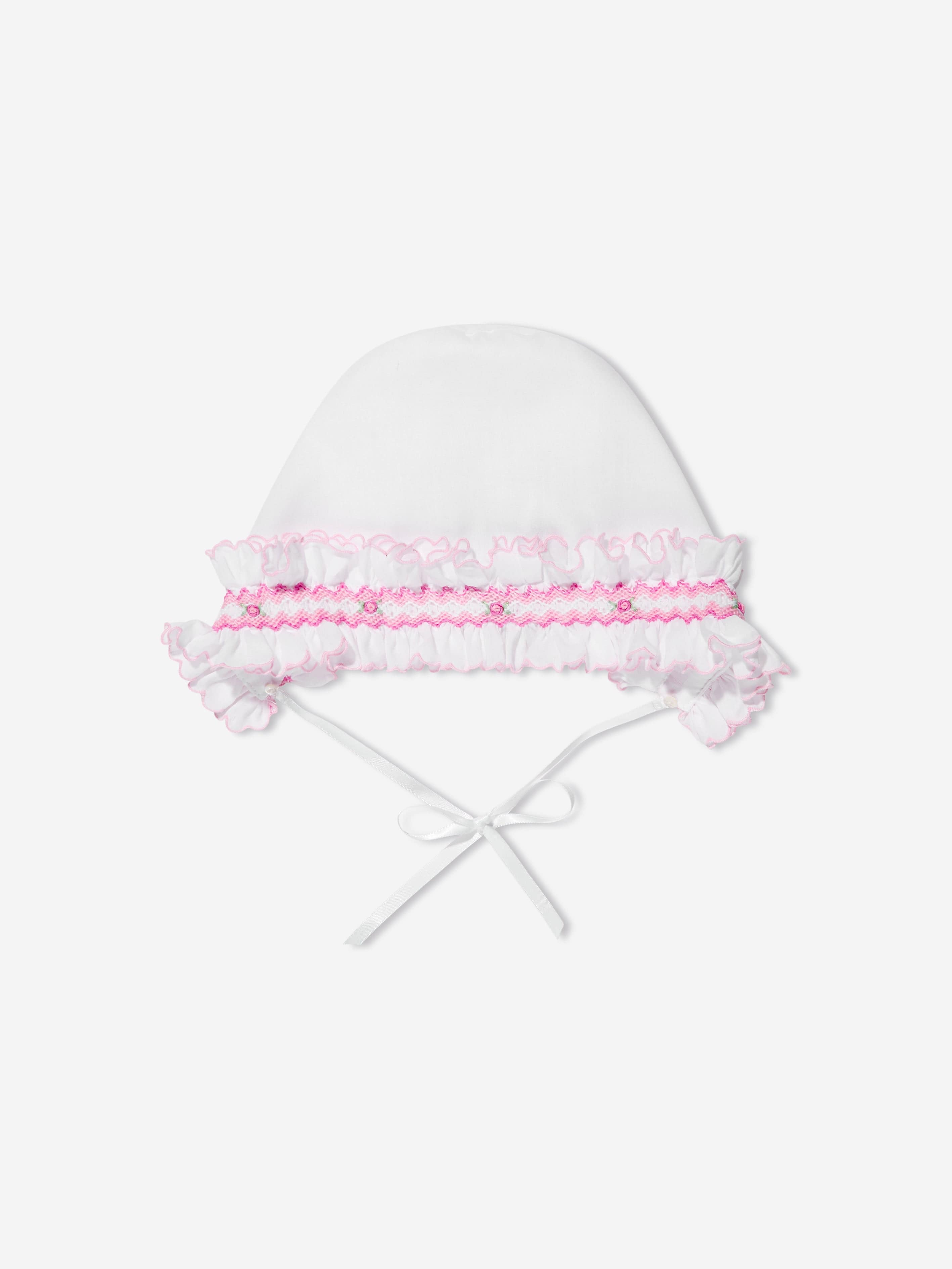 Sarah Louise Baby Girls Bonnet in White