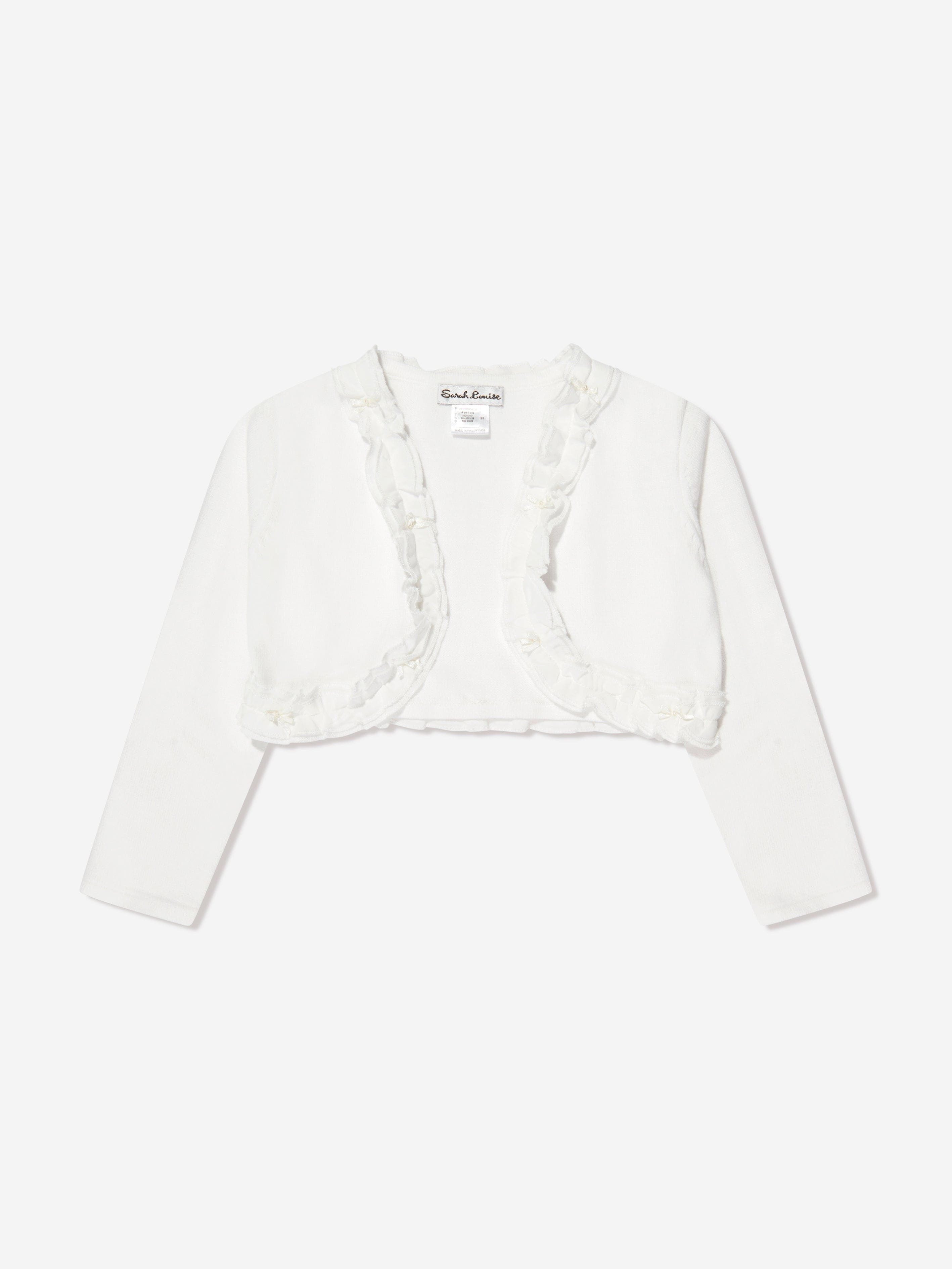 Sarah Louise Girls Frilly Bolero in Ivory