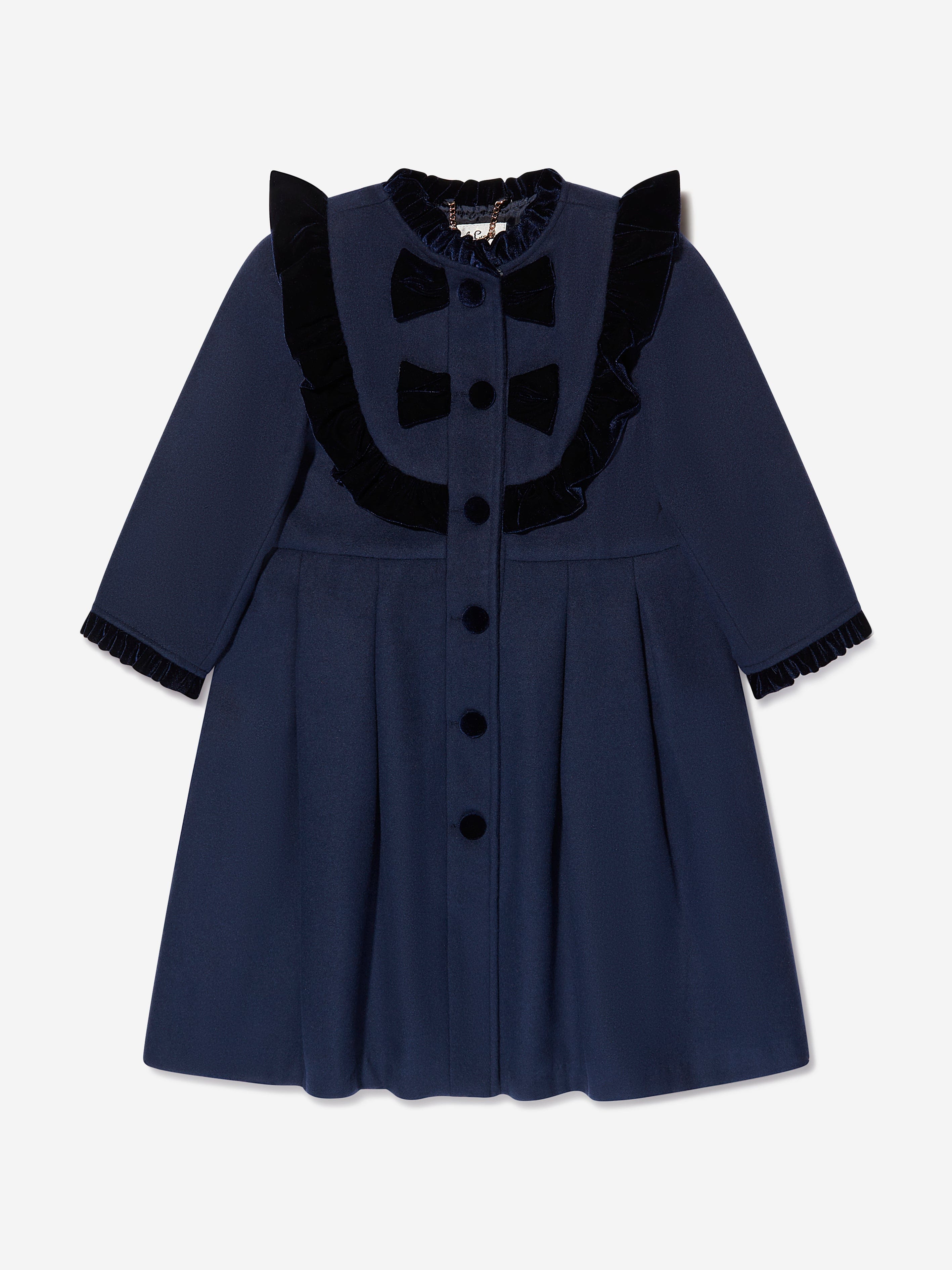 Sarah Louise Girls Coat And Hat Set in Navy