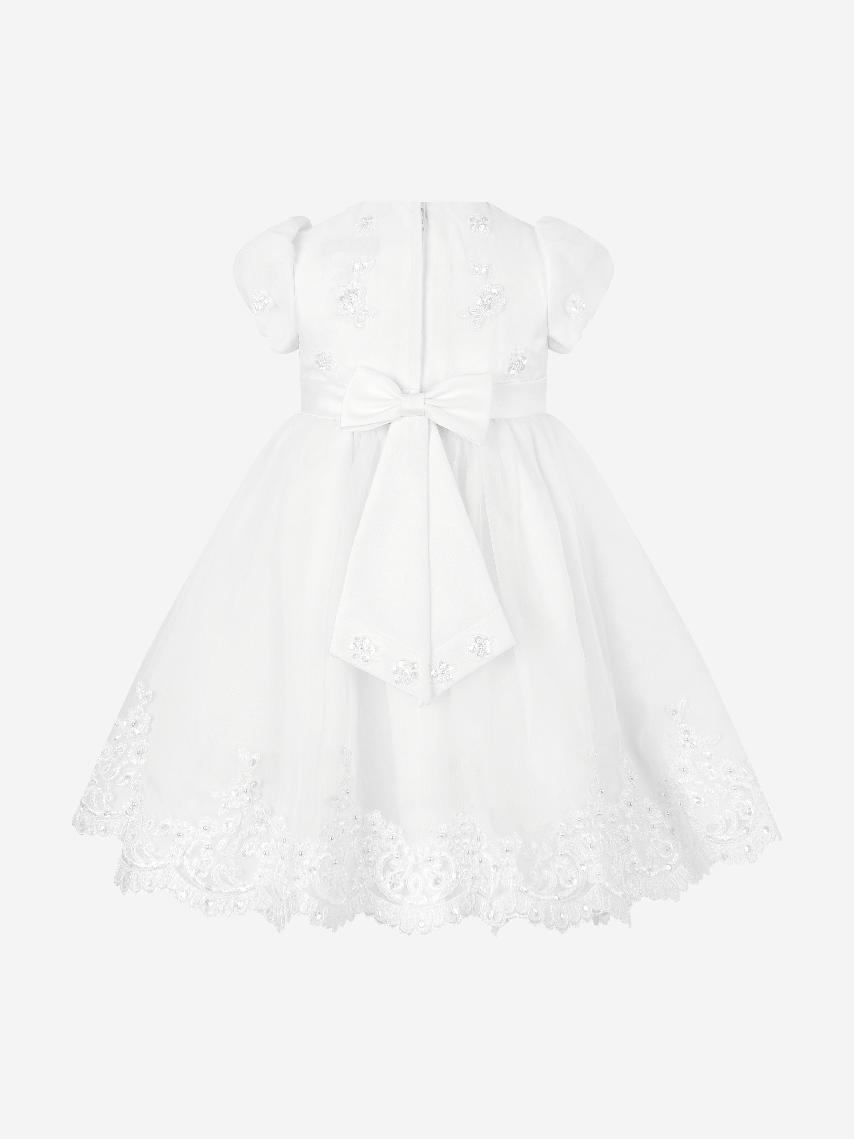 Sarah Louise Girls Ceremonial Ballerina Length Dress in White