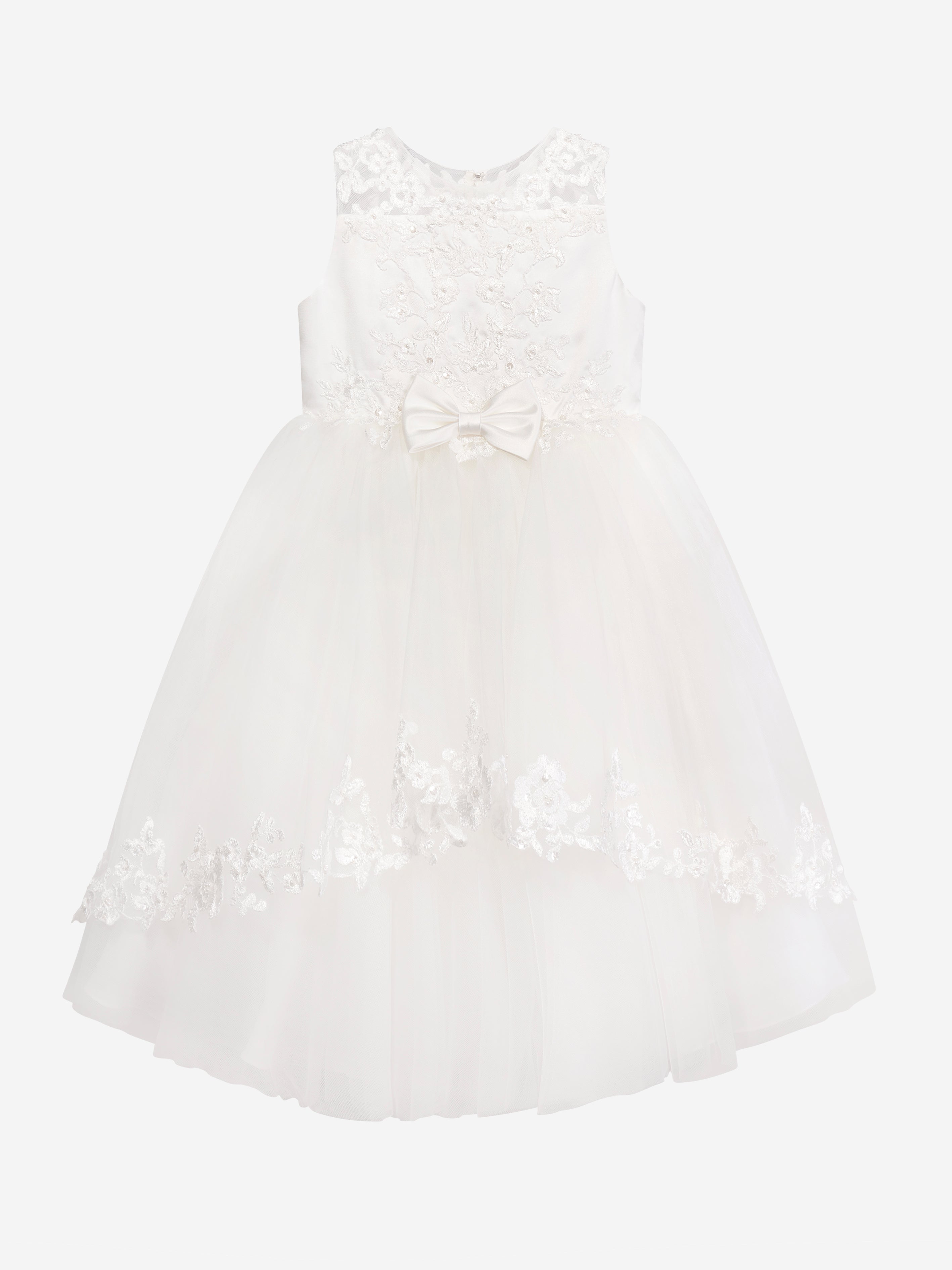 Sarah Louise Girls Ceremonial Ballerina Length Dress in Ivory