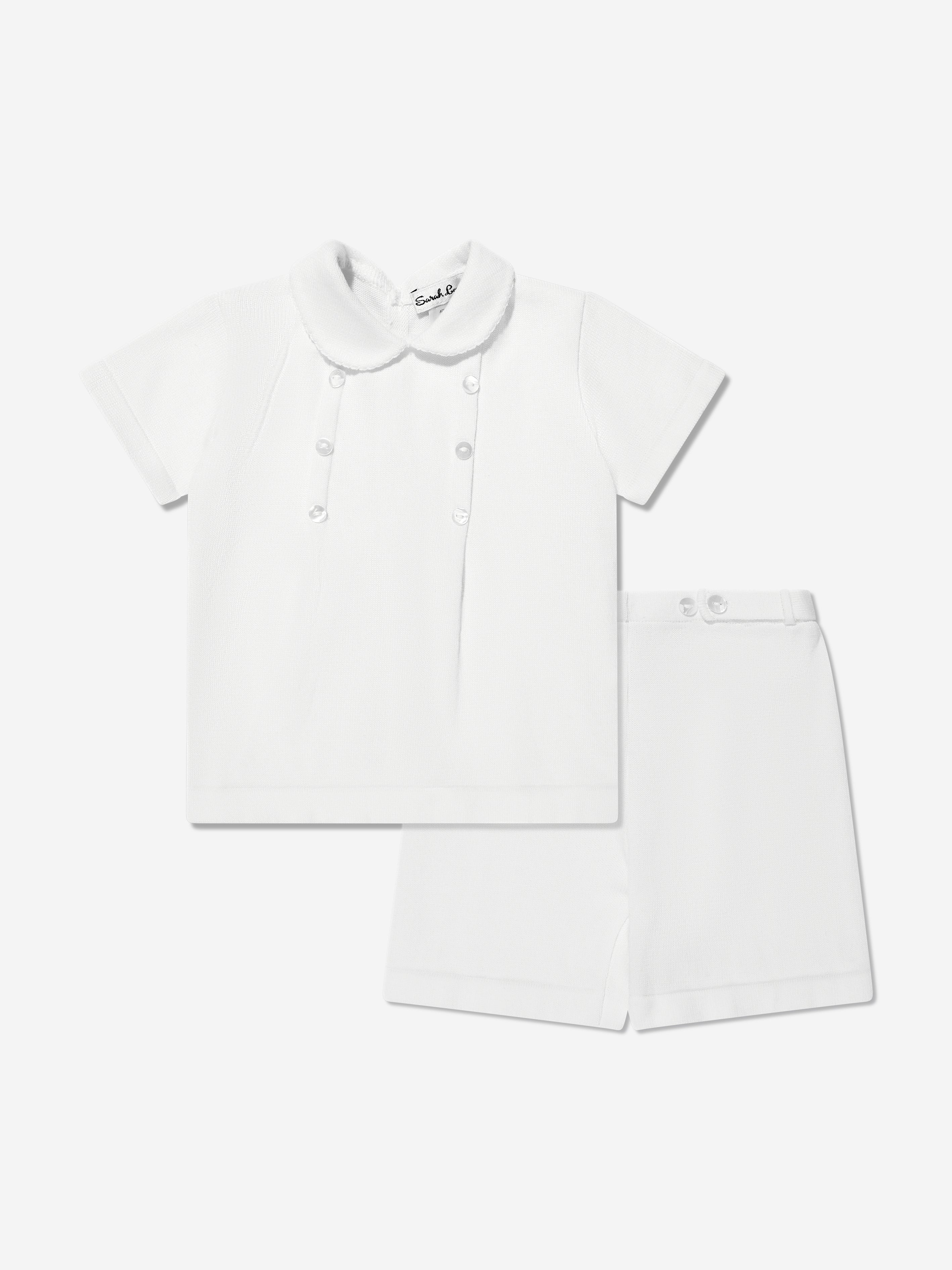 Sarah Louise Baby Boys 2 Piece Set in White