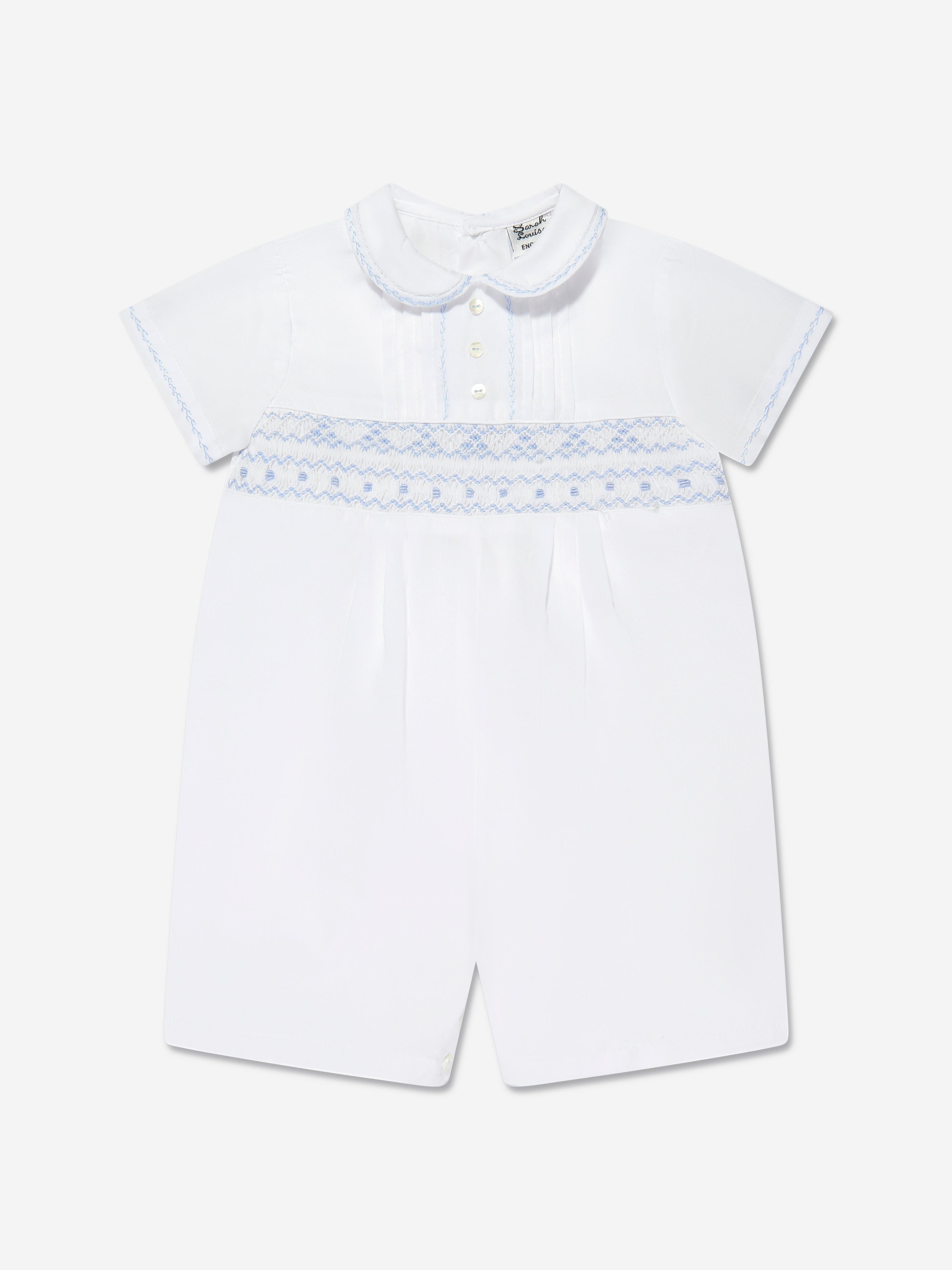 Sarah Louise Baby Boys Romper in White