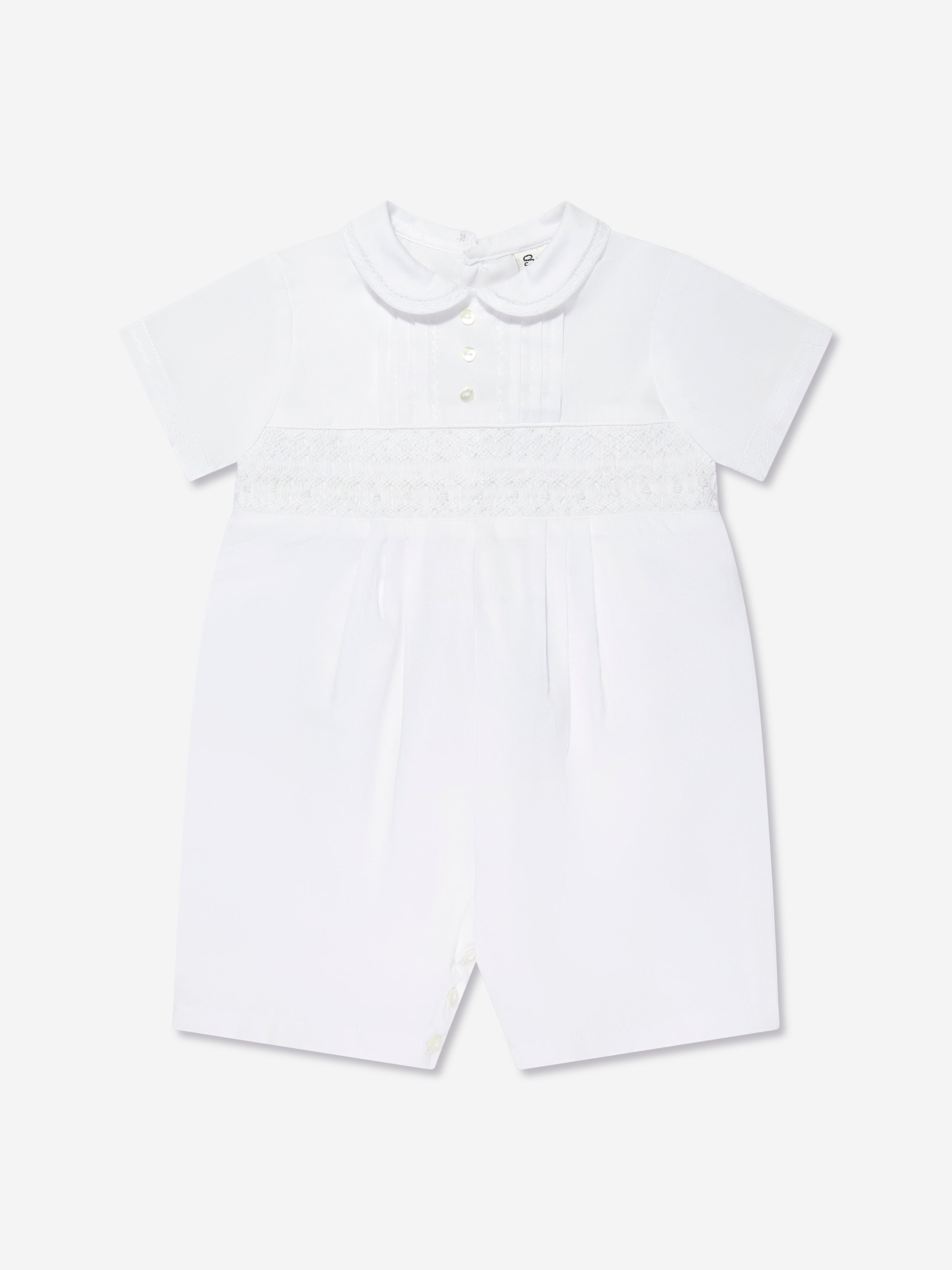 Sarah Louise Baby Boys Romper in White