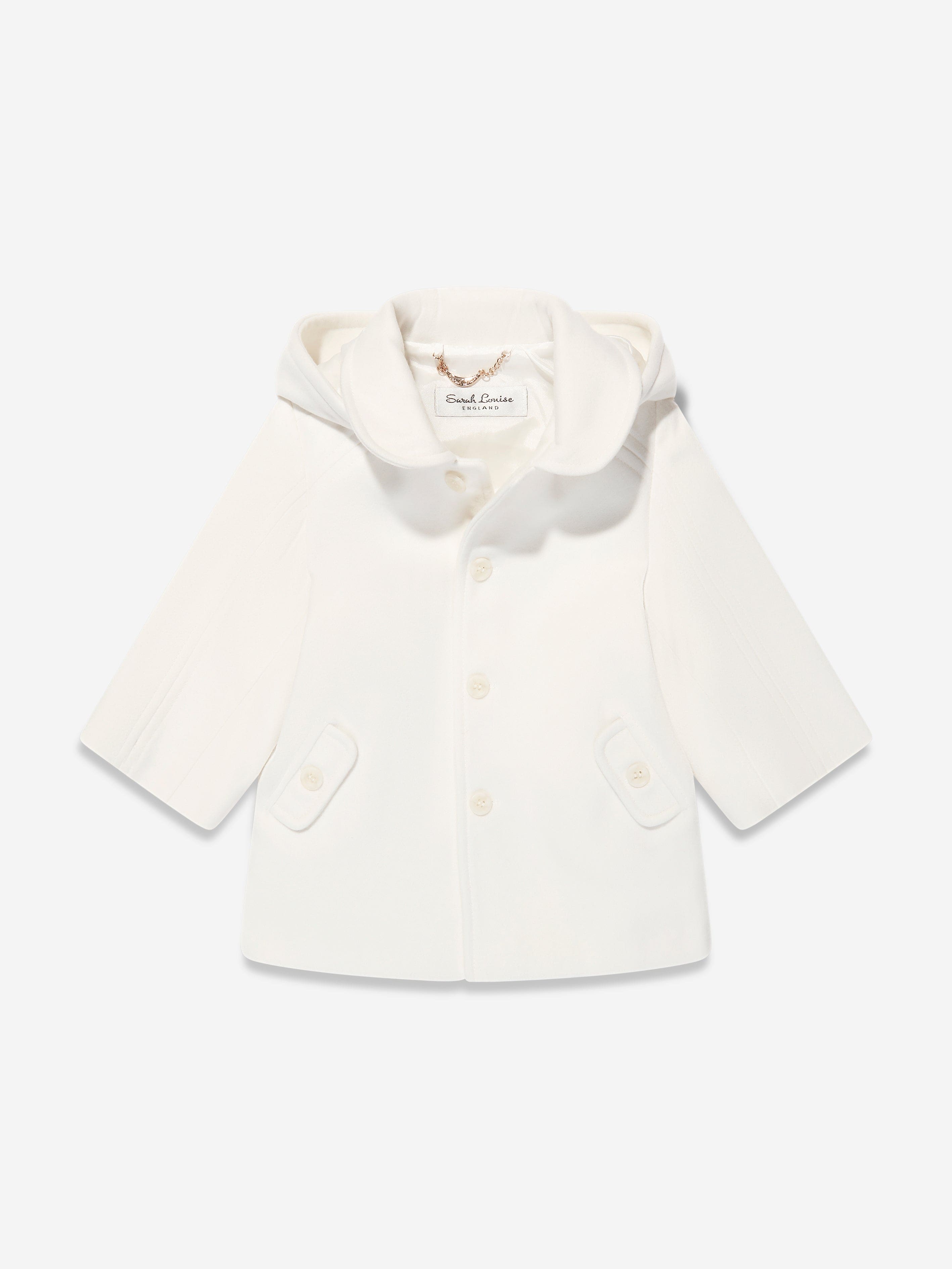 Sarah Louise Boys Hooded Coat in Ivory