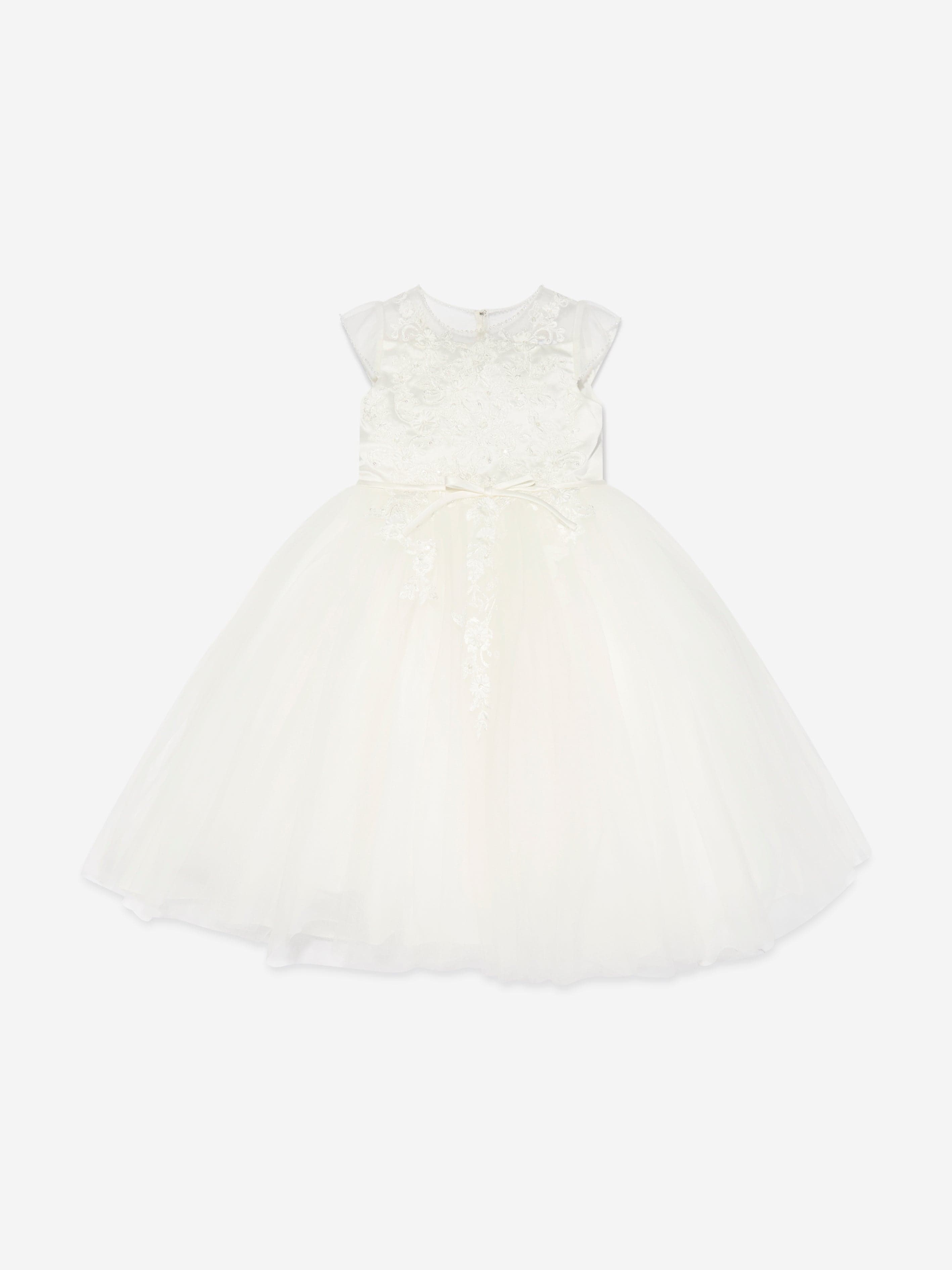 Sarah Louise Girls Ceremonial Ballerina Length Dress in Ivory