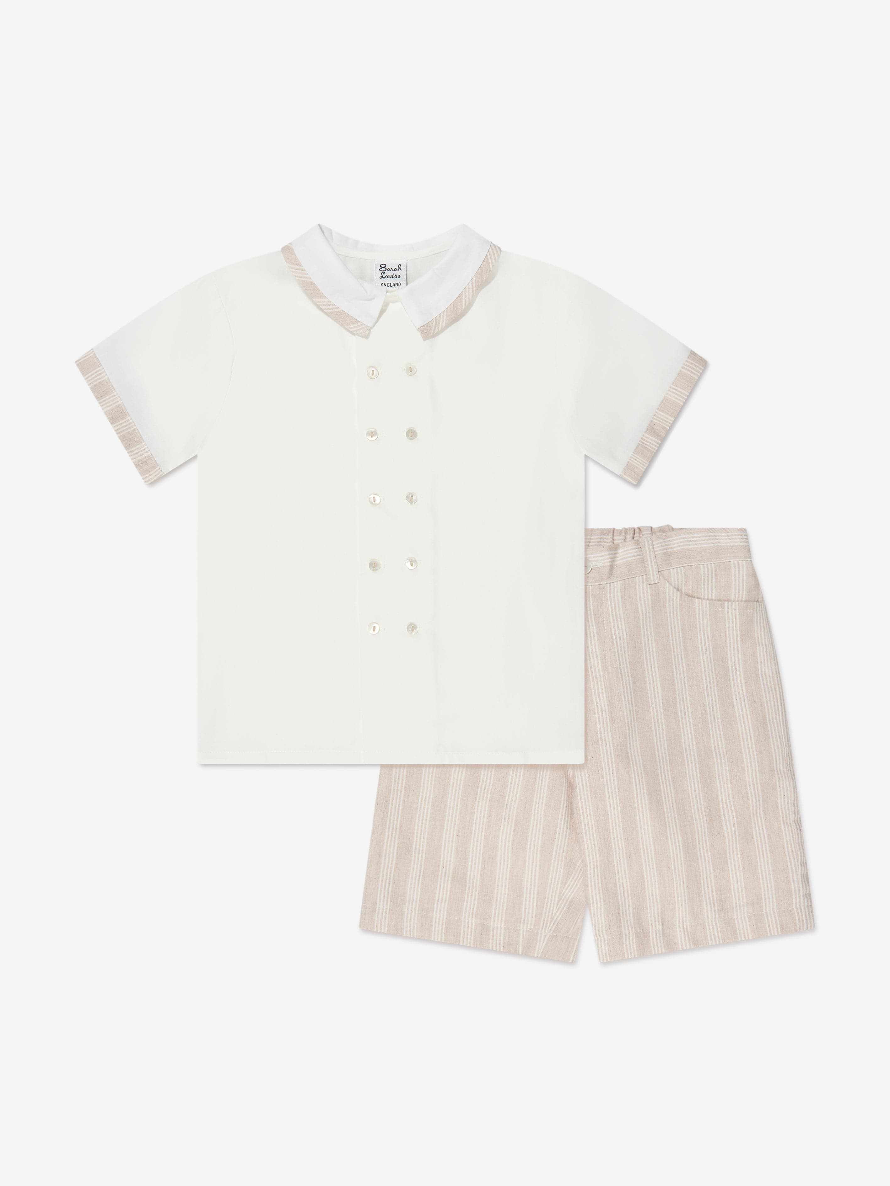 Sarah Louise Boys 2 Piece Outfit Set in Ivory