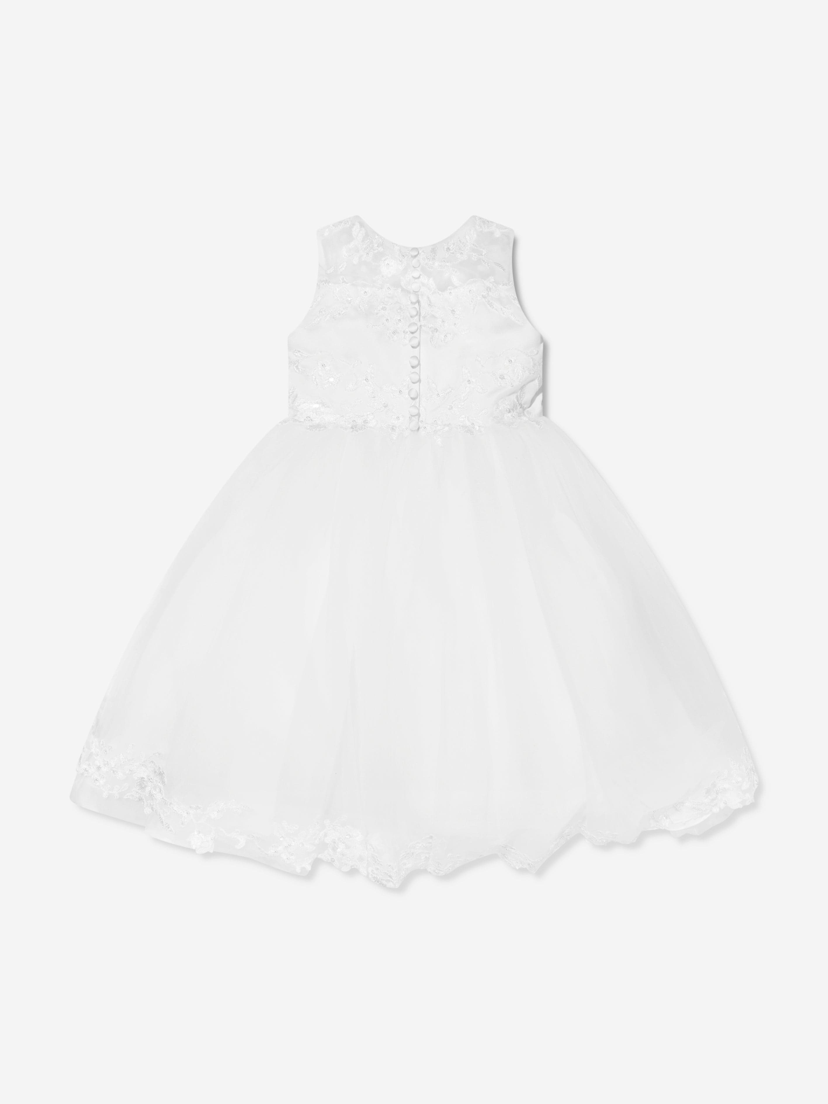 Sarah Louise Girls Ceremonial Ballerina Length Dress in White