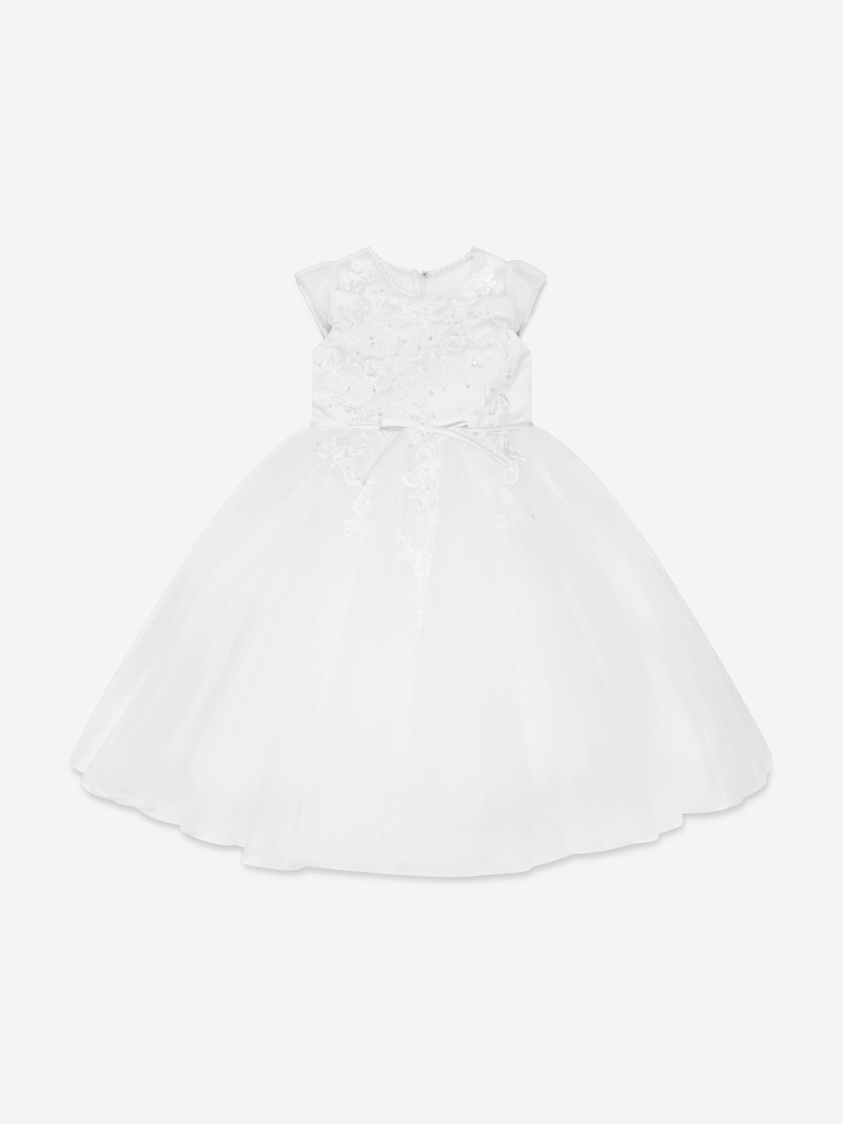 Sarah Louise Girls Ceremonial Ballerina Length Dress in White