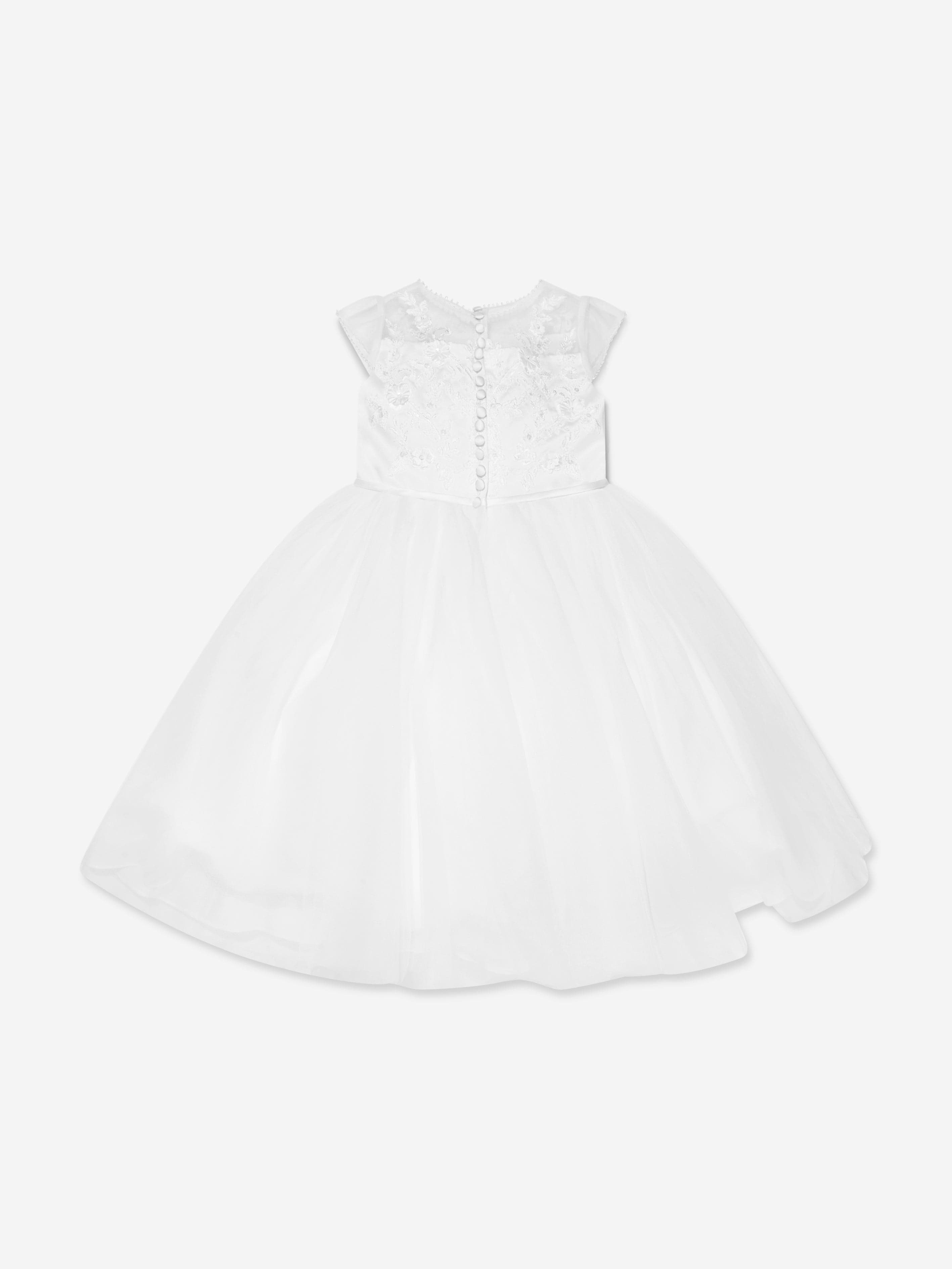 Sarah Louise Girls Ceremonial Ballerina Length Dress in White