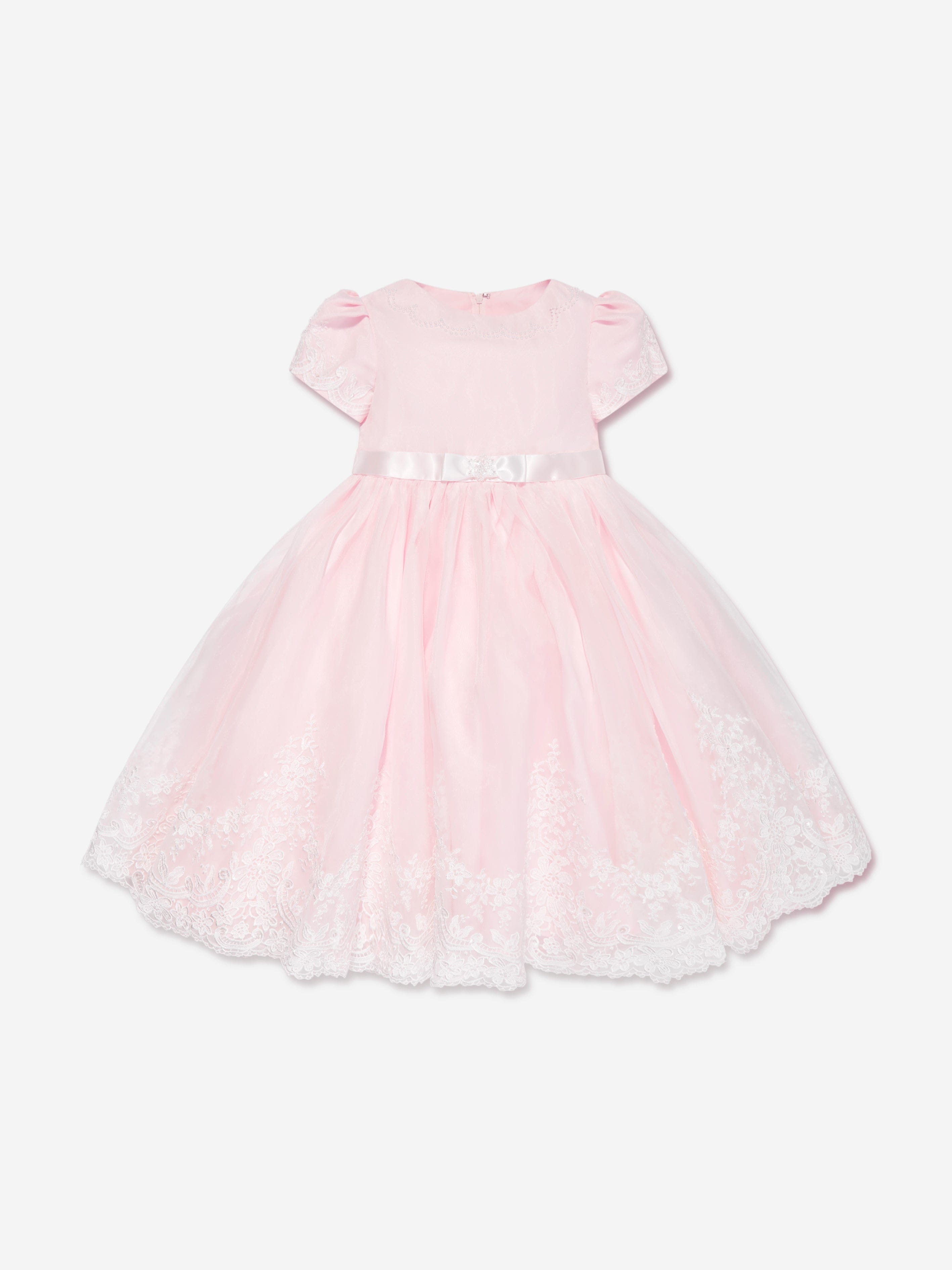 Sarah Louise Girls Ceremonial Ballerina Length Dress in Pink