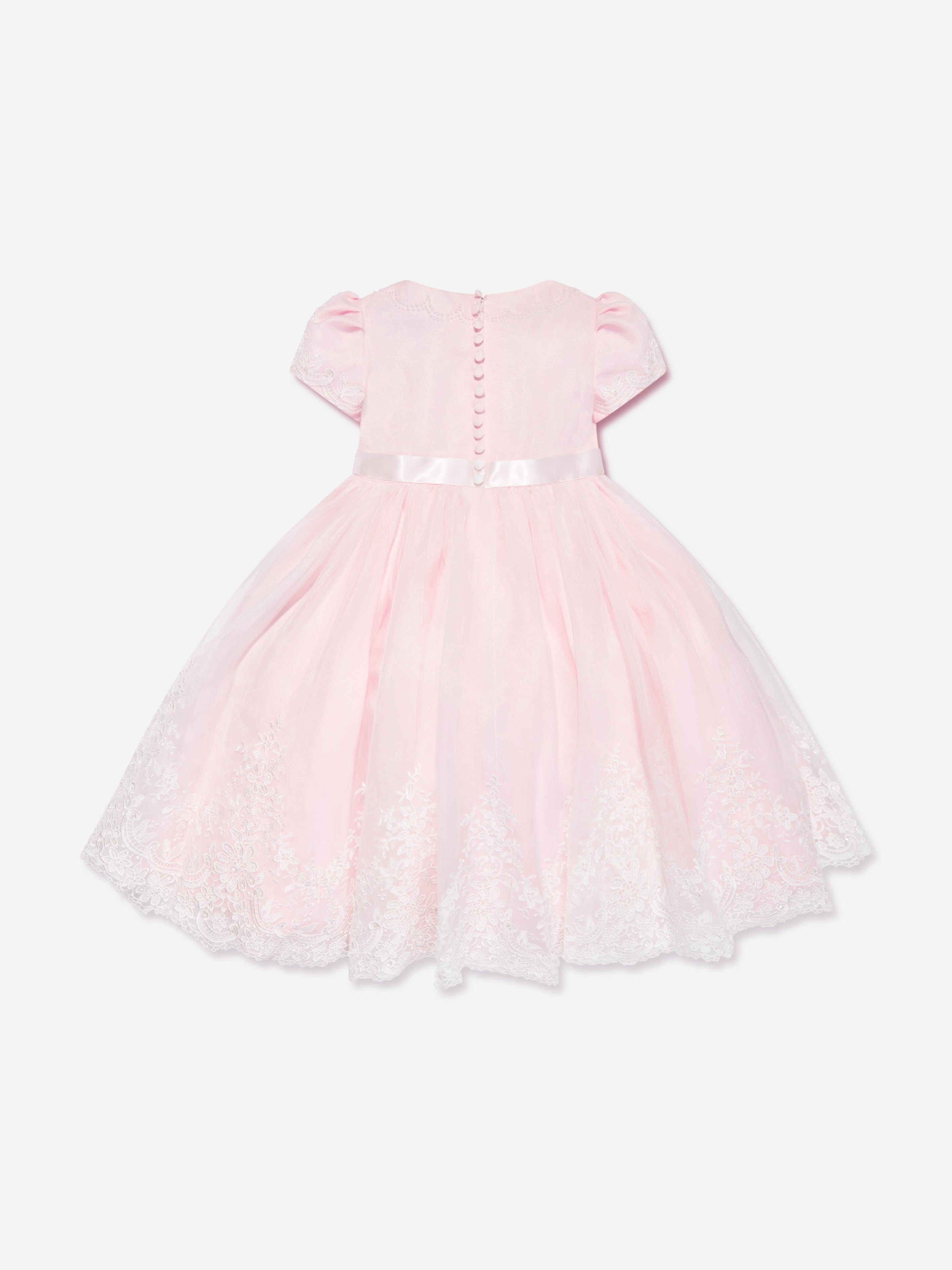 Sarah Louise Girls Ceremonial Ballerina Length Dress in Pink