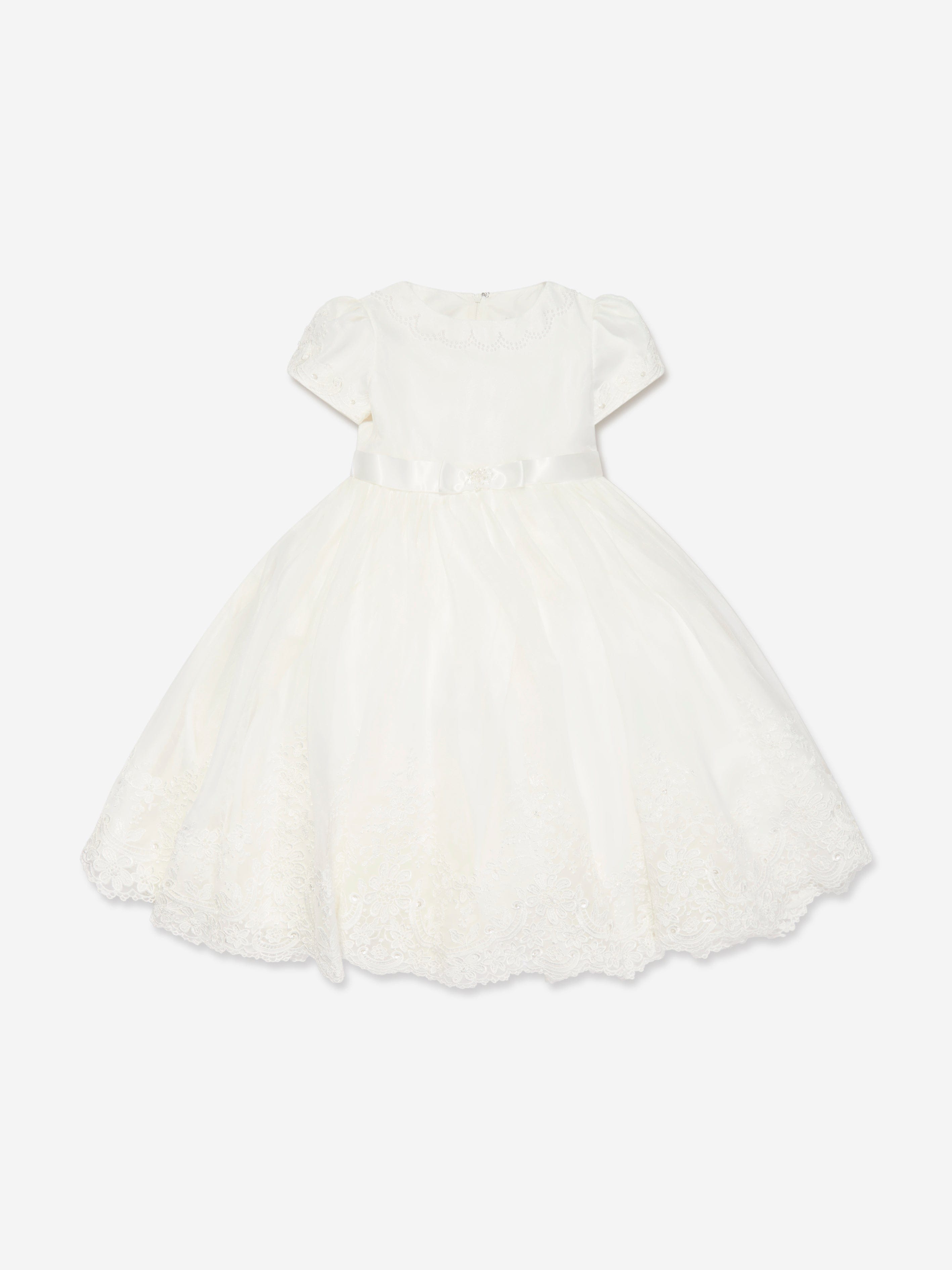 Sarah Louise Girls Ceremonial Ballerina Length Dress in Ivory