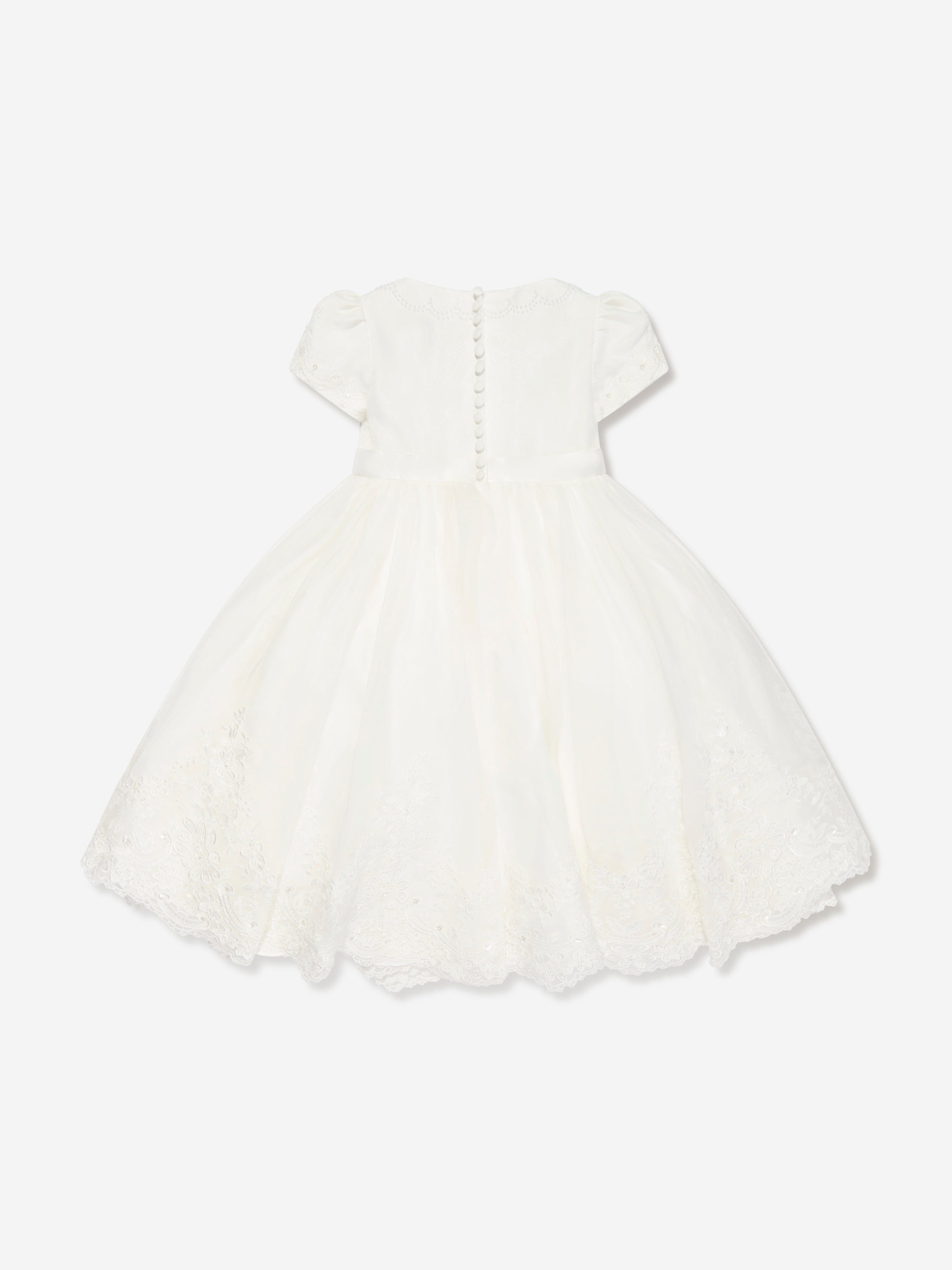 Sarah Louise Girls Ceremonial Ballerina Length Dress in Ivory