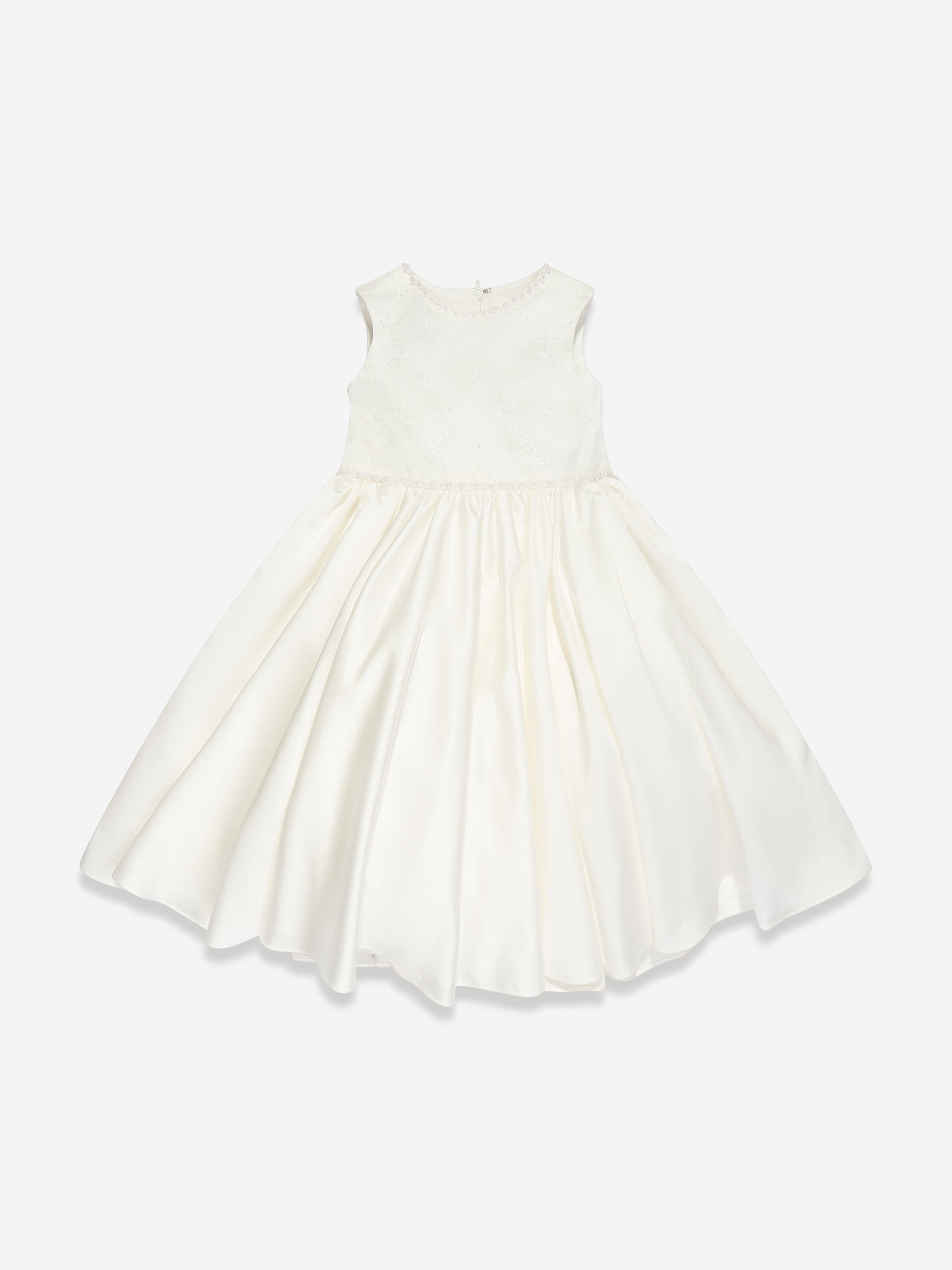 Sarah Louise Girls Ceremonial Ballerina Length Dress in White