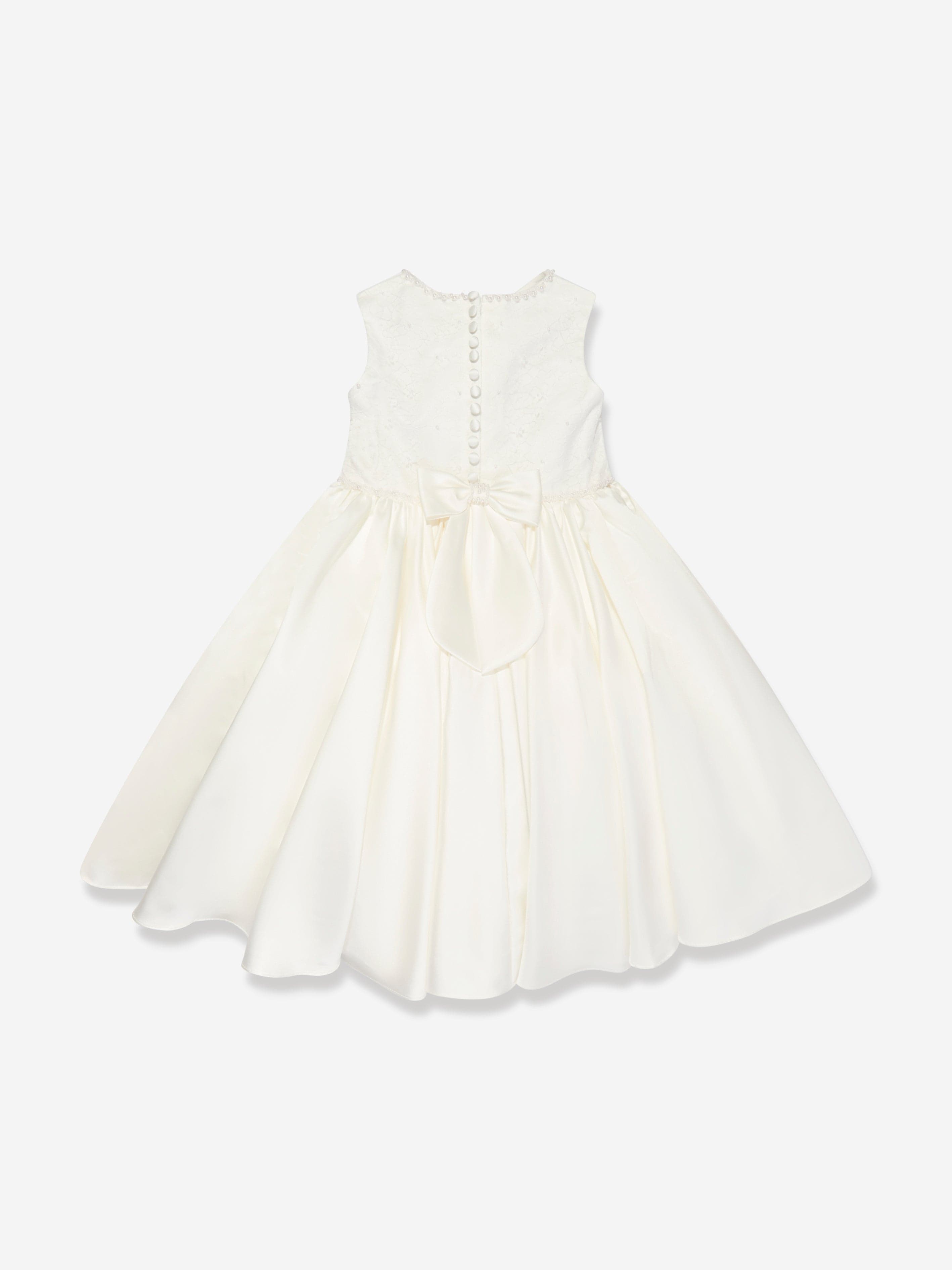 Sarah Louise Girls Ceremonial Ballerina Length Dress in White