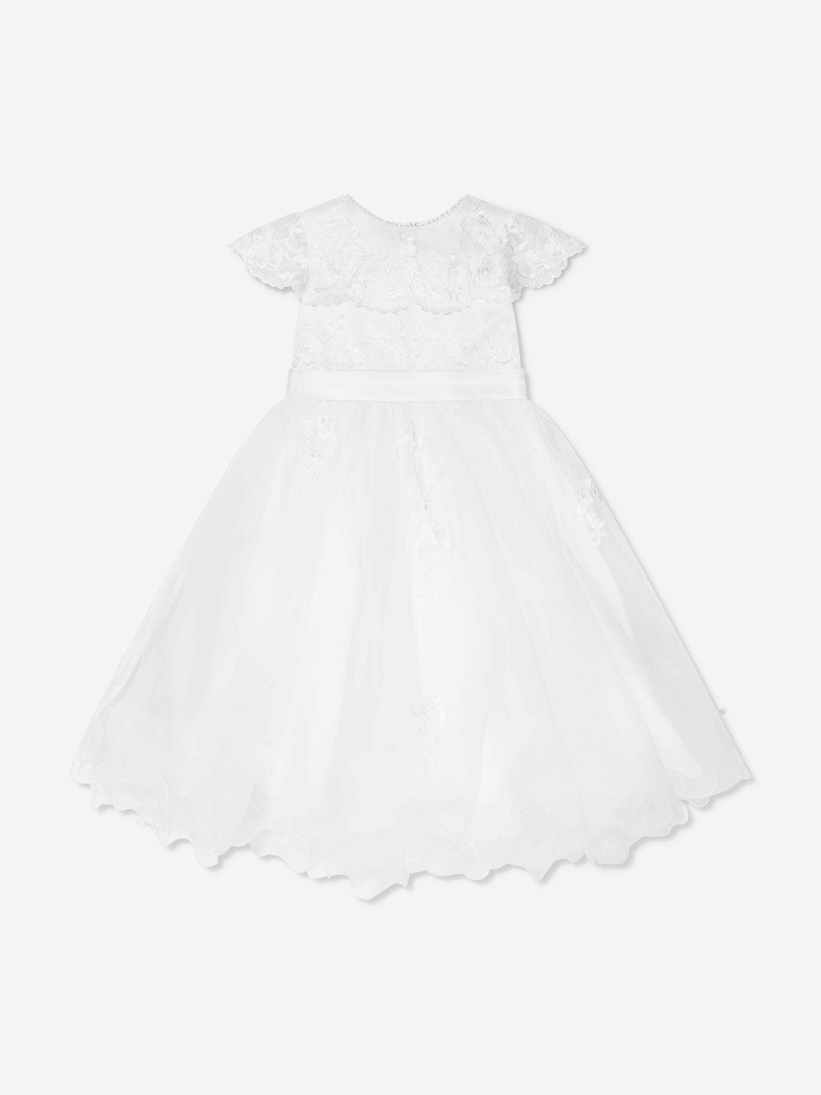 Sarah Louise Girls Ceremonial Ballerina Length Dress in White