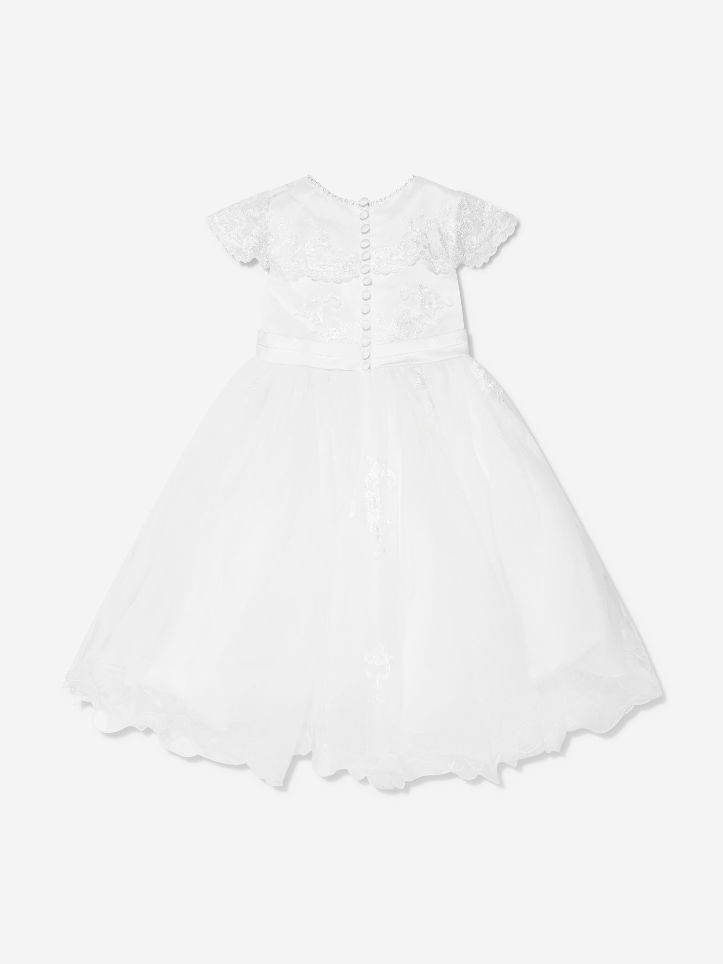 Sarah Louise Girls Ceremonial Ballerina Length Dress in White