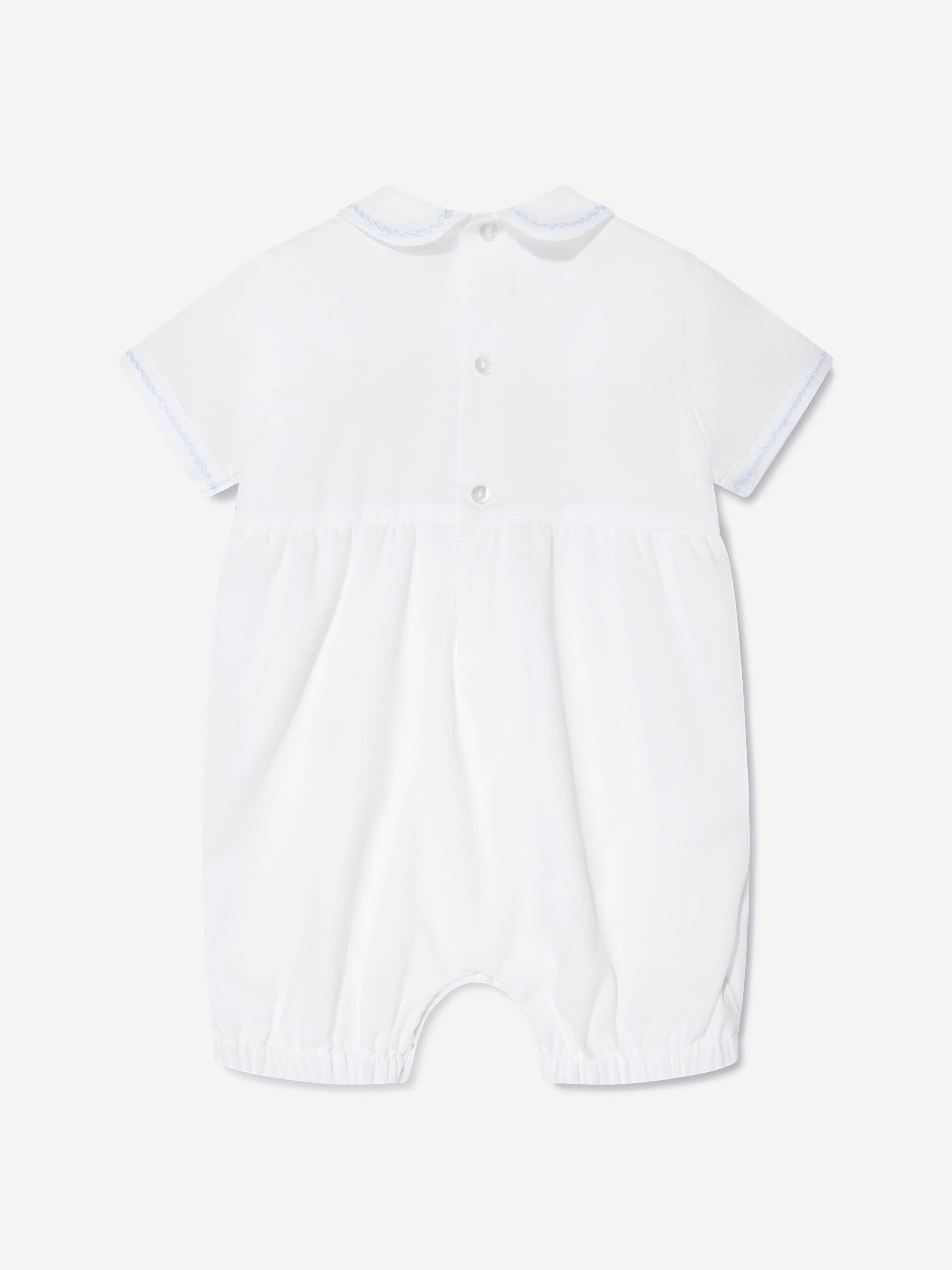 Sarah Louise Baby Boys Embroidered Romper in White