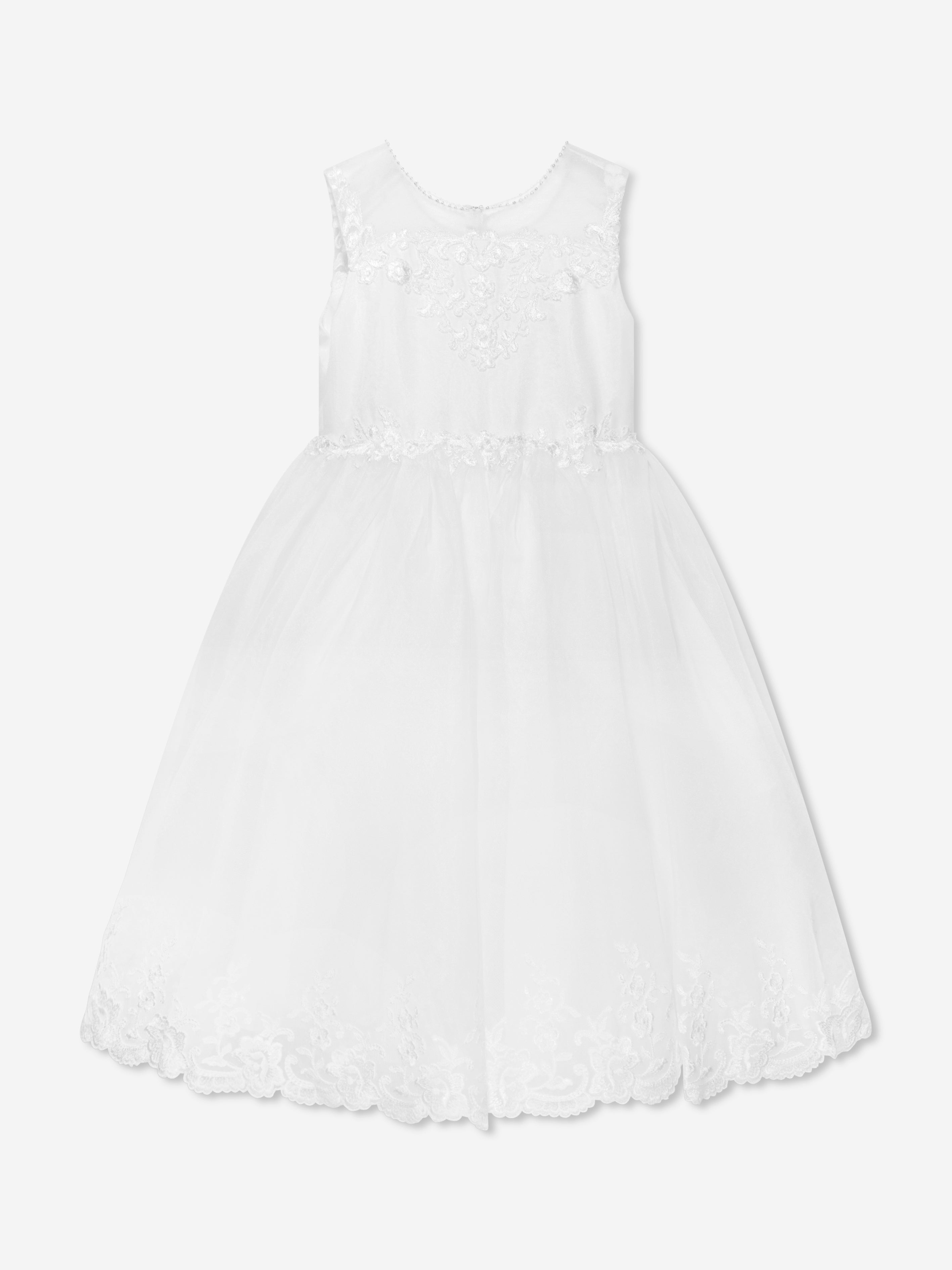 Sarah Louise Girls Ceremonial Ballerina Length Dress in Ivory