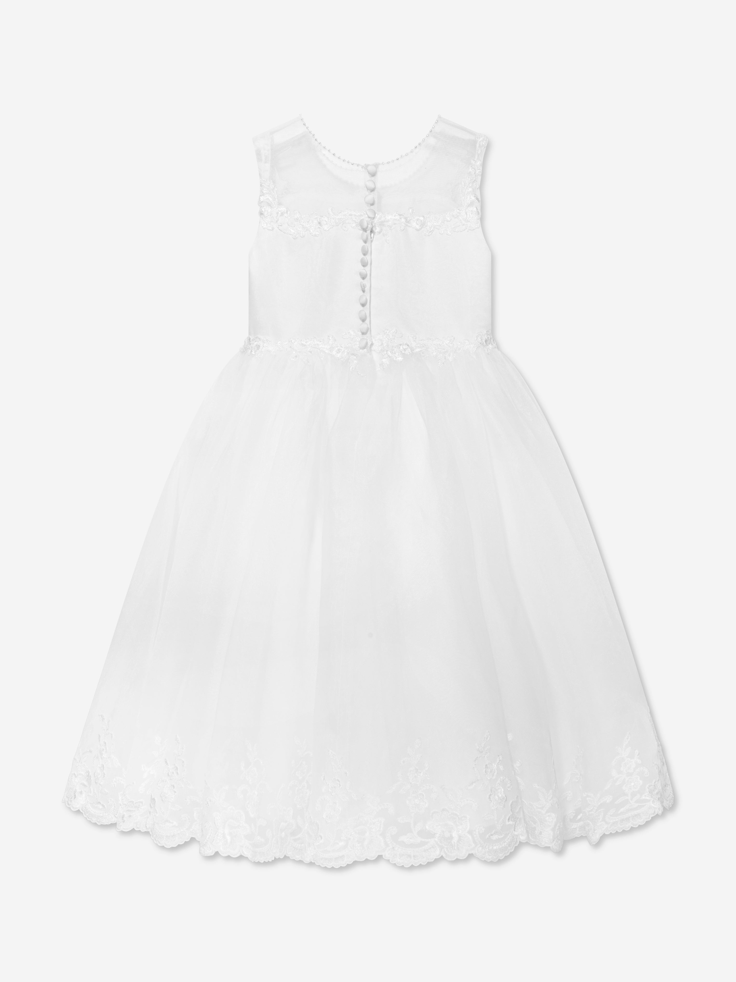 Sarah Louise Girls Ceremonial Ballerina Length Dress in Ivory