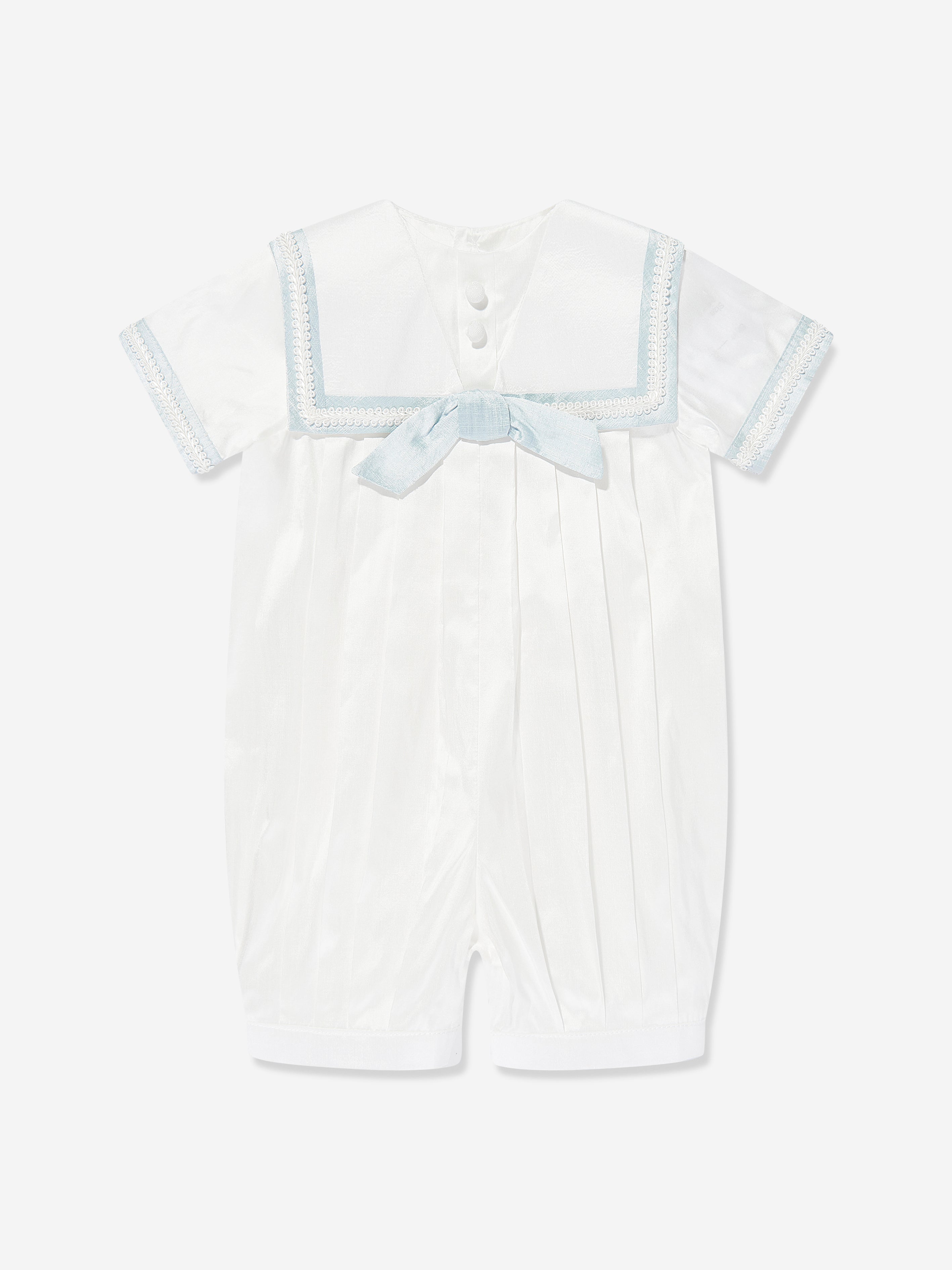 Sarah Louise Baby Boys Silk Romper and Hat in Ivory