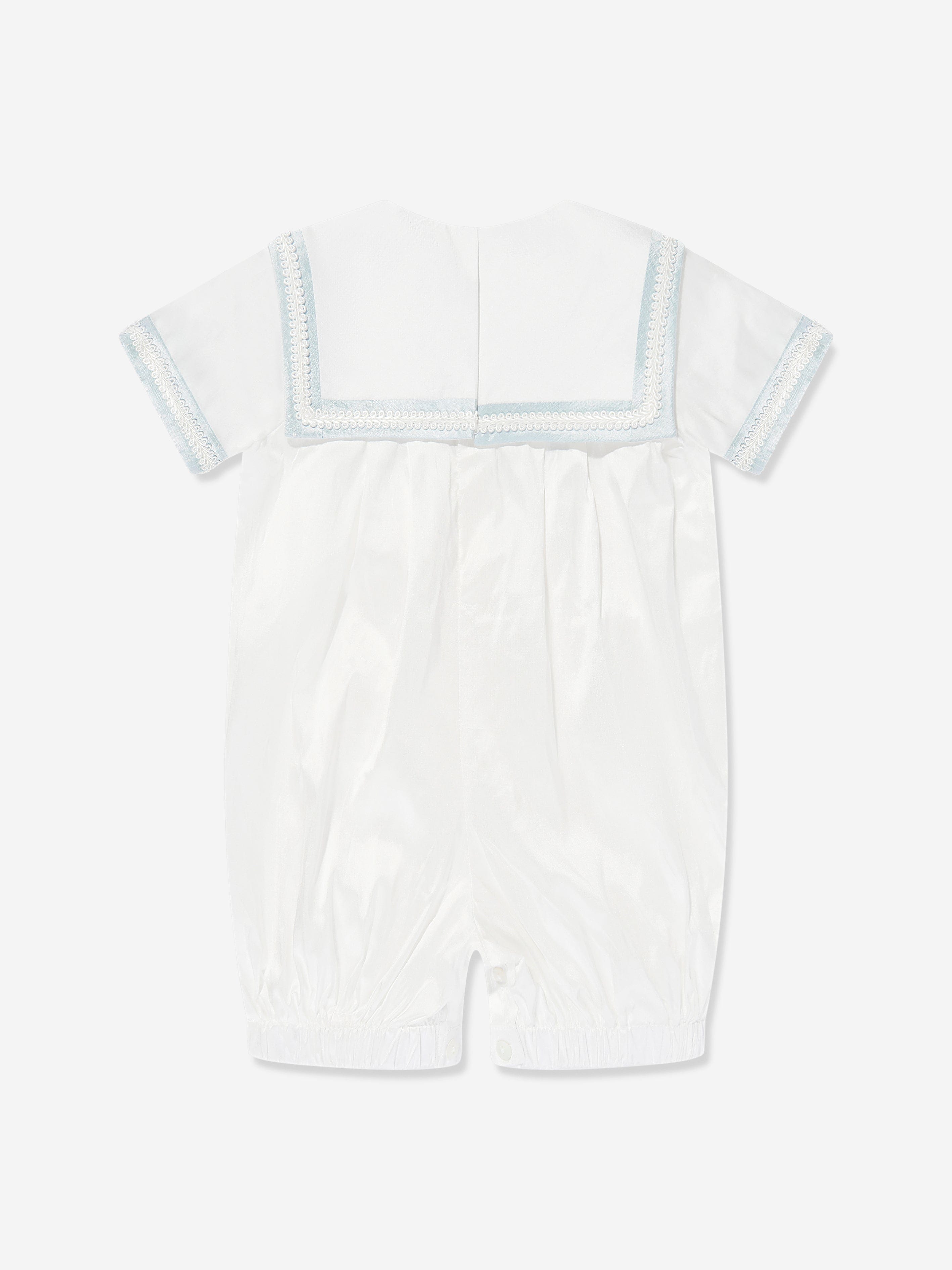 Sarah Louise Baby Boys Silk Romper and Hat in Ivory