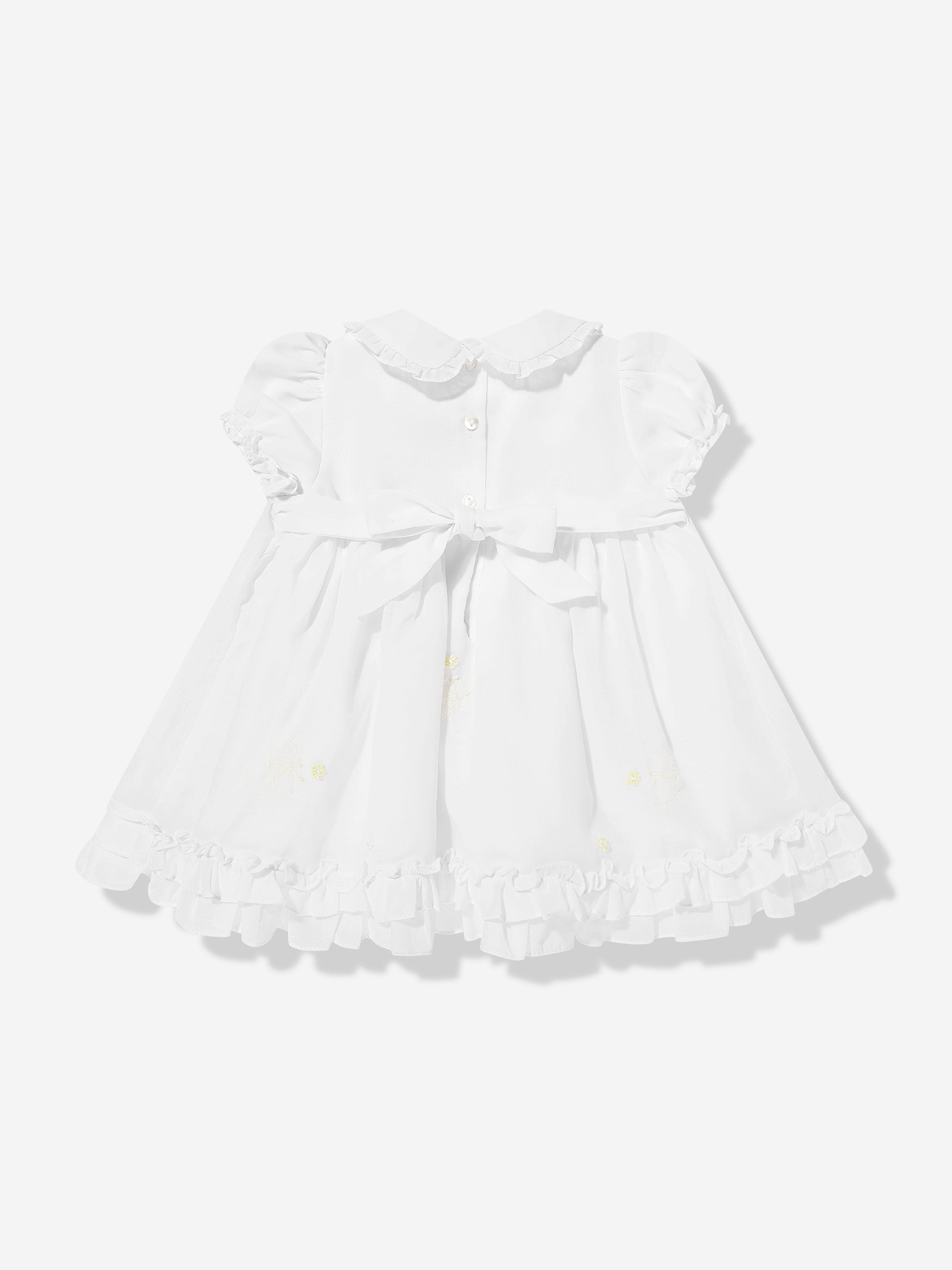 Sarah Louise Baby Girls Smocked Dress in White