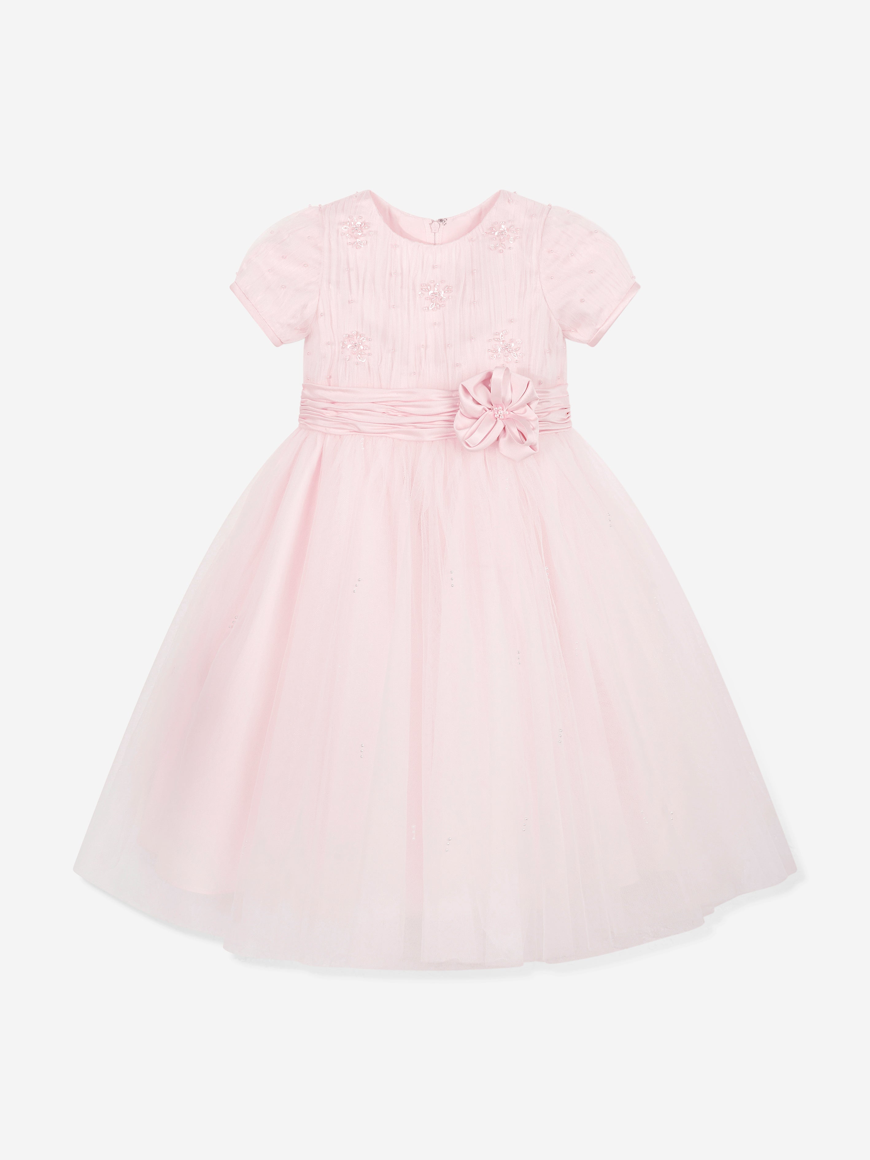 Sarah Louise Girls Ceremonial Ballerina Length Dress in Pink
