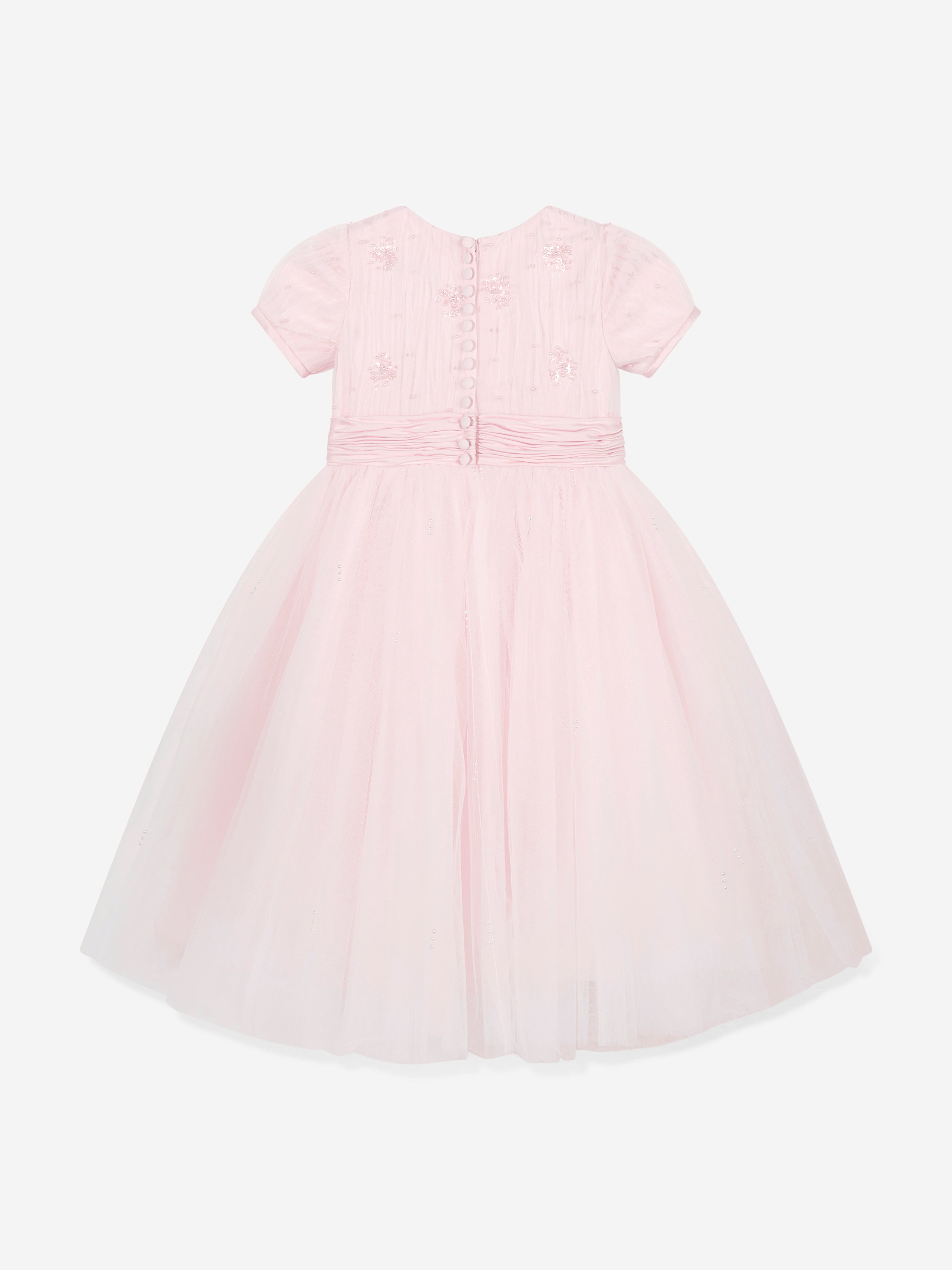 Sarah Louise Girls Ceremonial Ballerina Length Dress in Pink