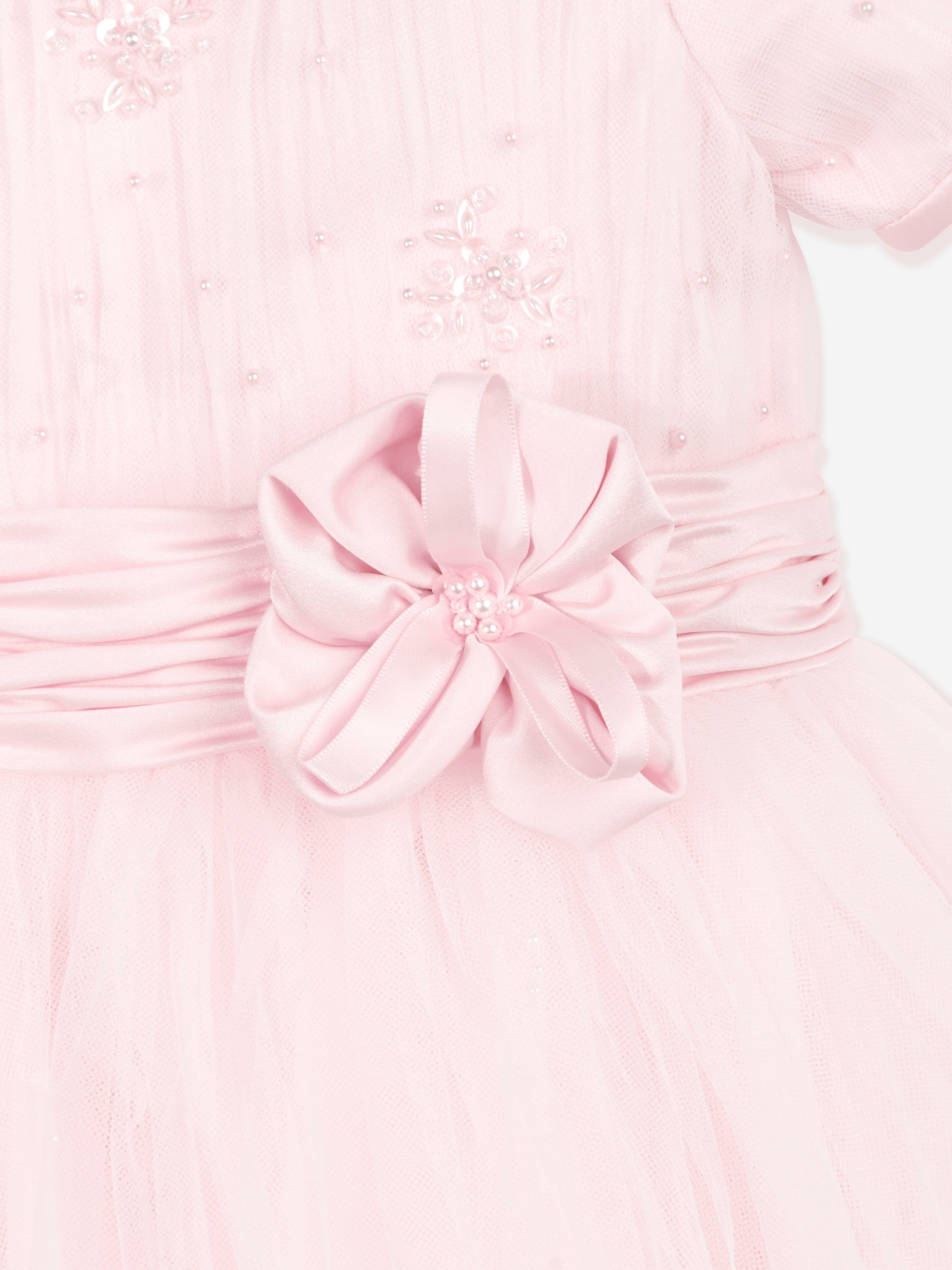 Sarah Louise Girls Ceremonial Ballerina Length Dress in Pink