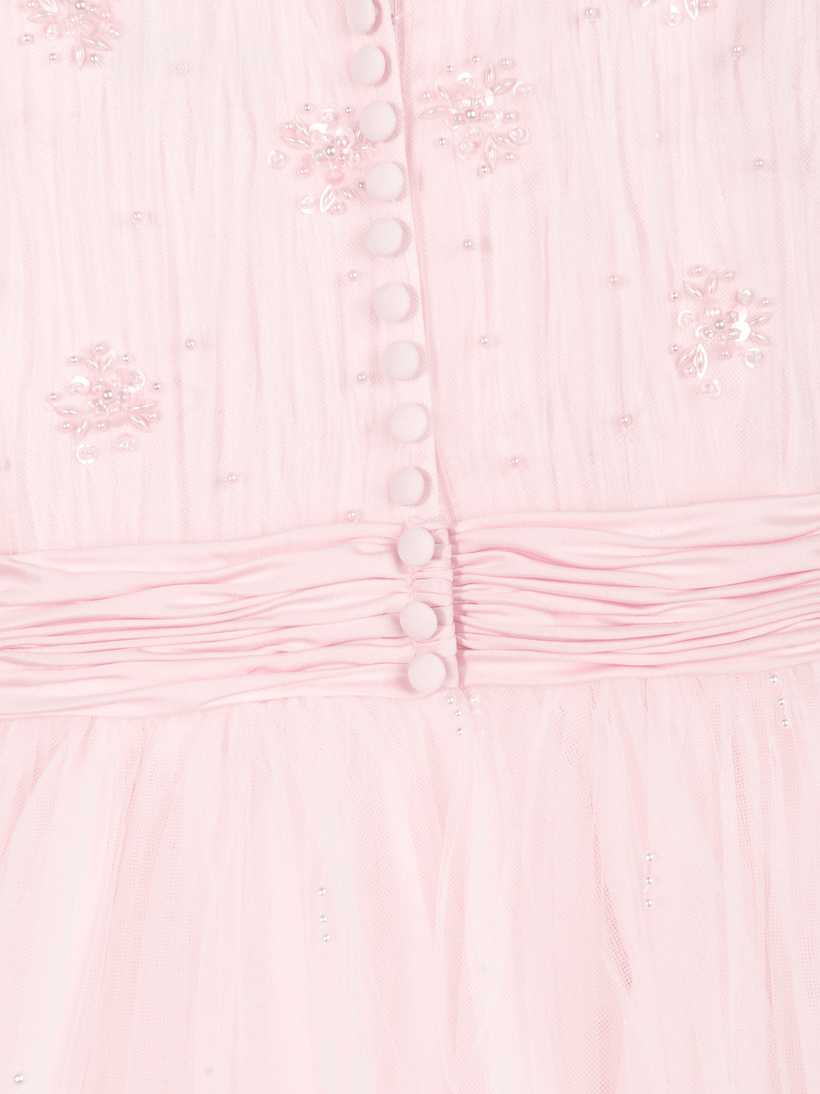 Sarah Louise Girls Ceremonial Ballerina Length Dress in Pink