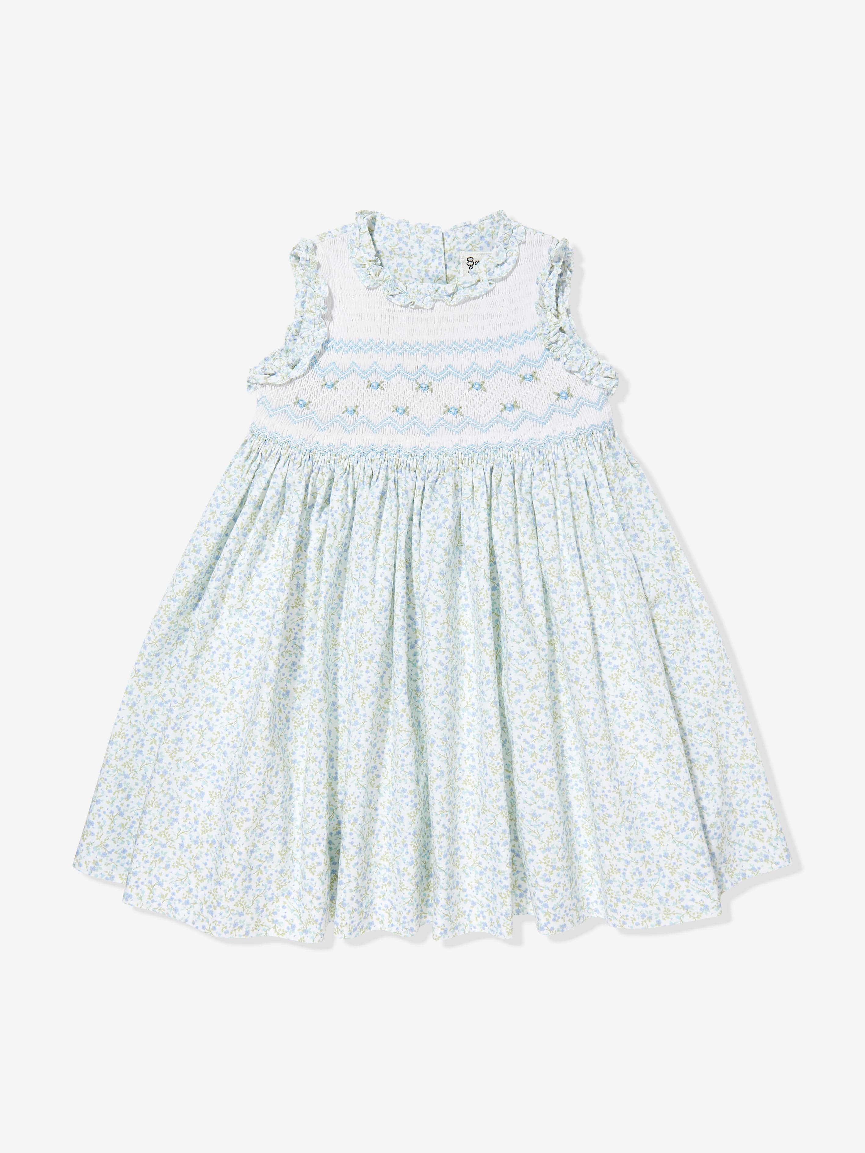 Sarah Louise Girls Smocked Dress in Blue