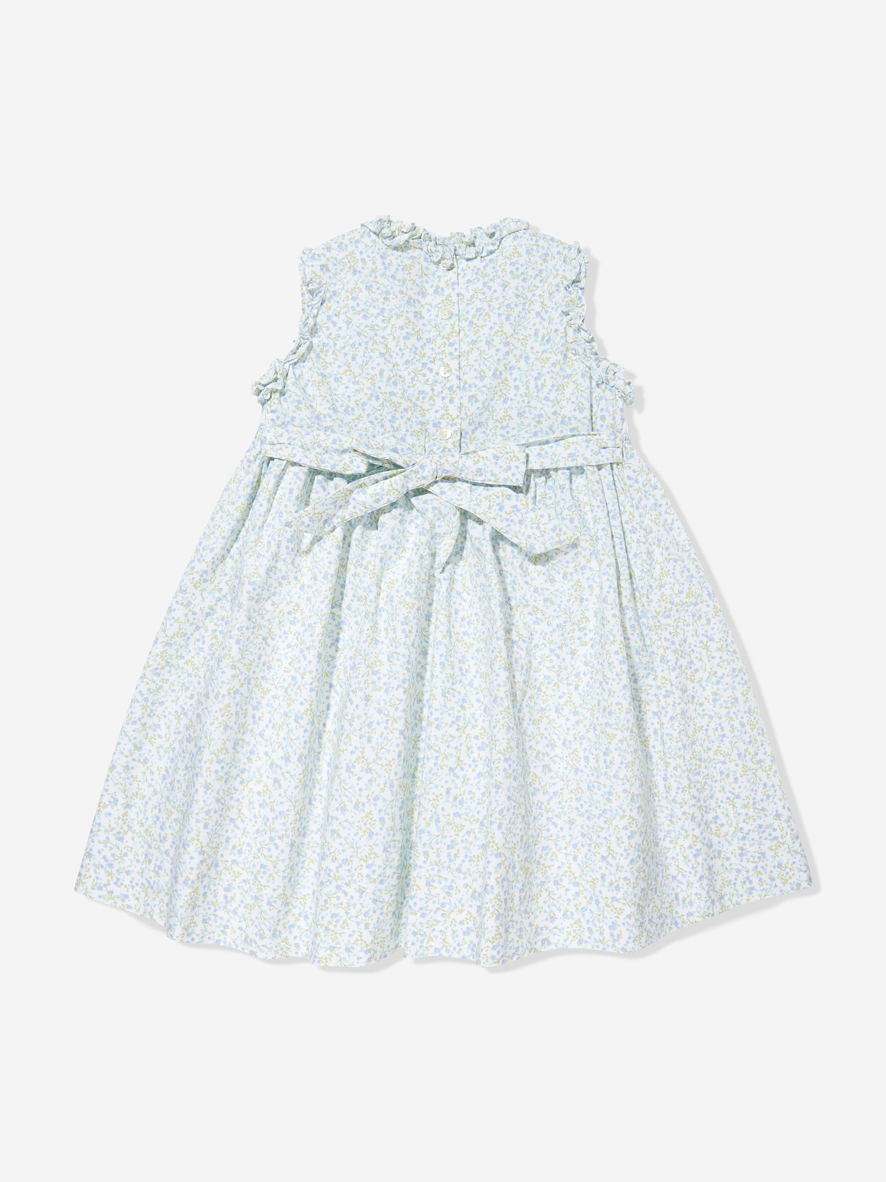 Sarah Louise Girls Smocked Dress in Blue