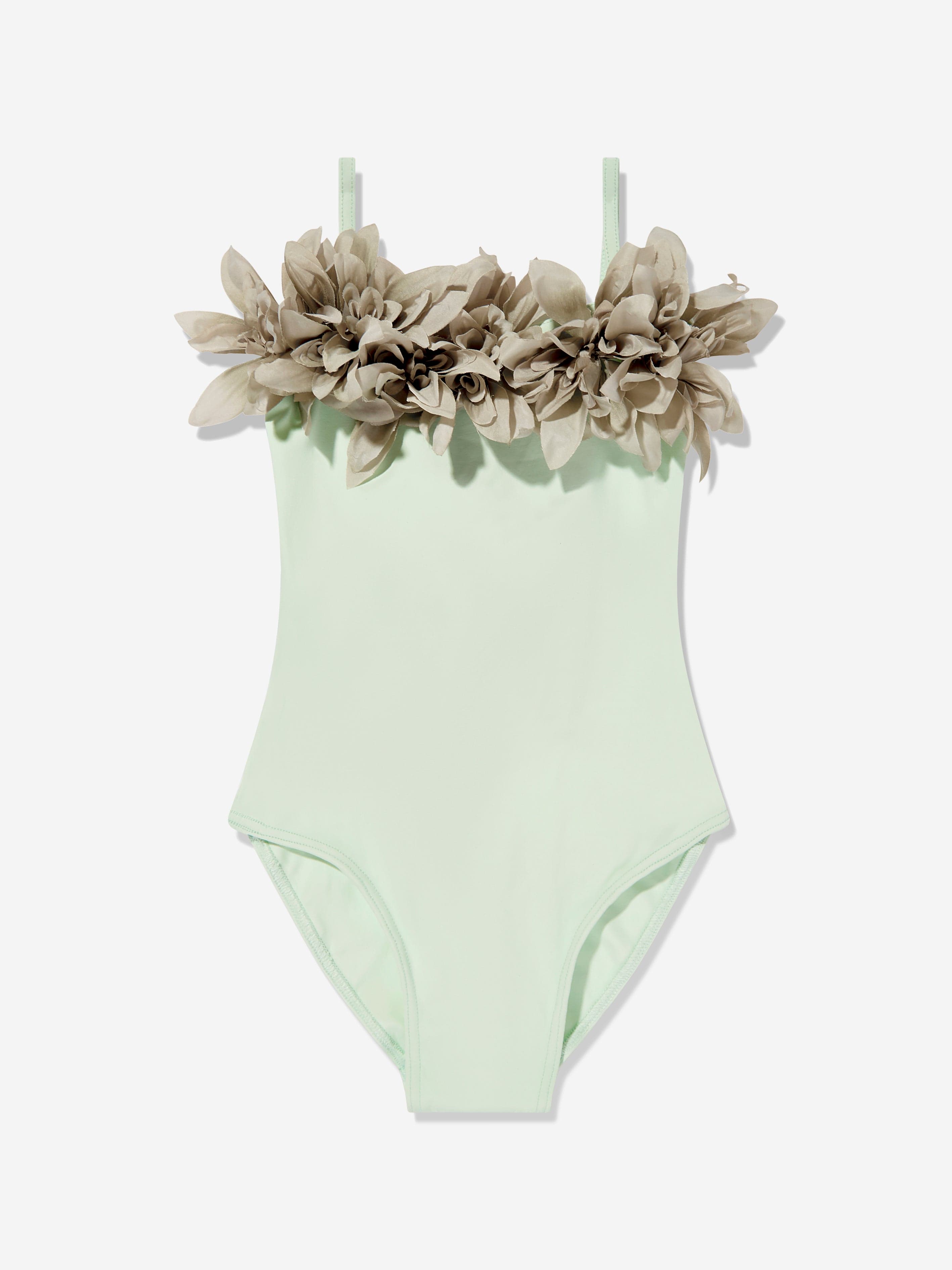 Selini Action Girls Flower Swimsuit in Green