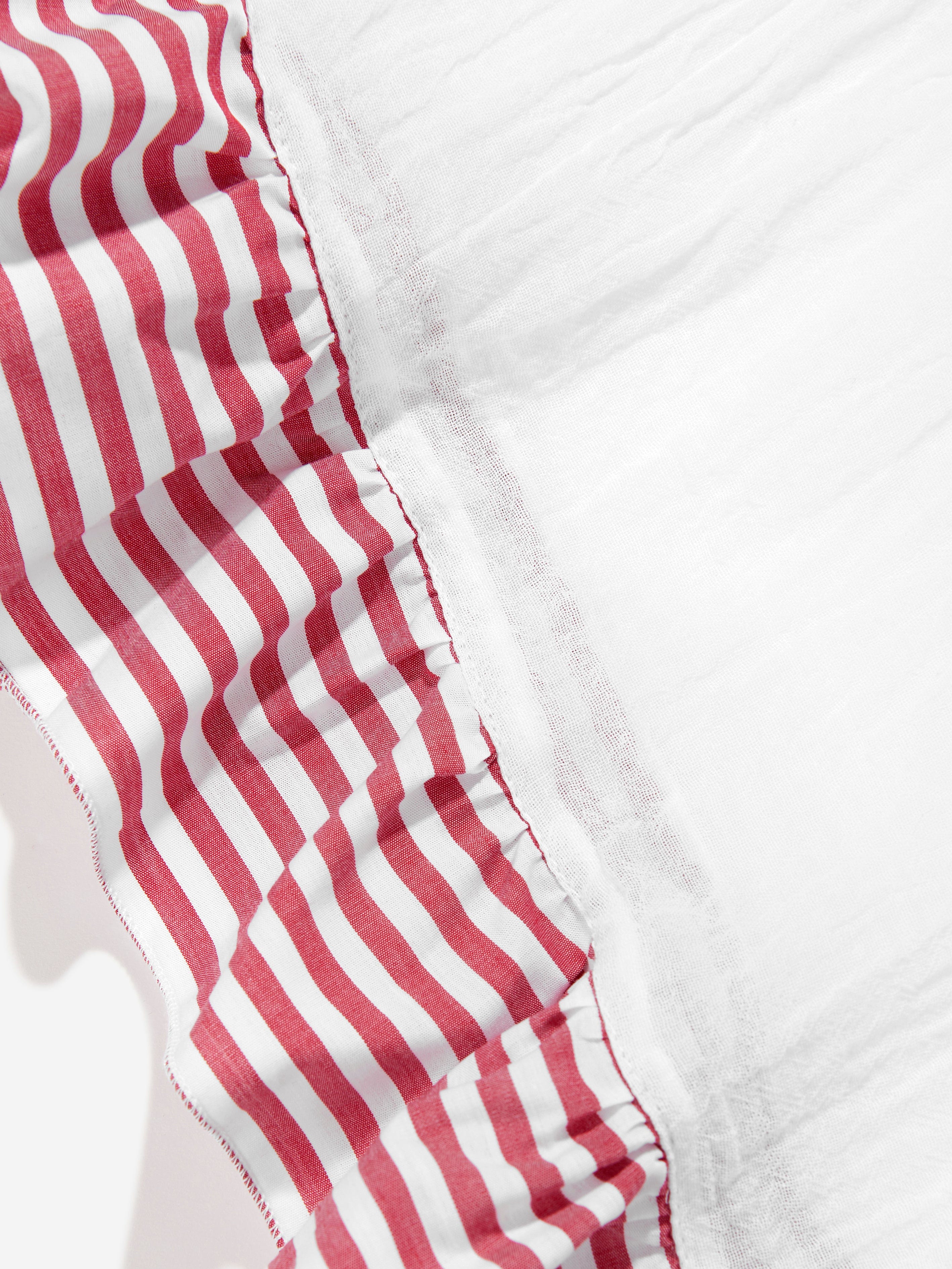 Selini Action Girls Striped Ruffle Poppy Flower Kaftan in White