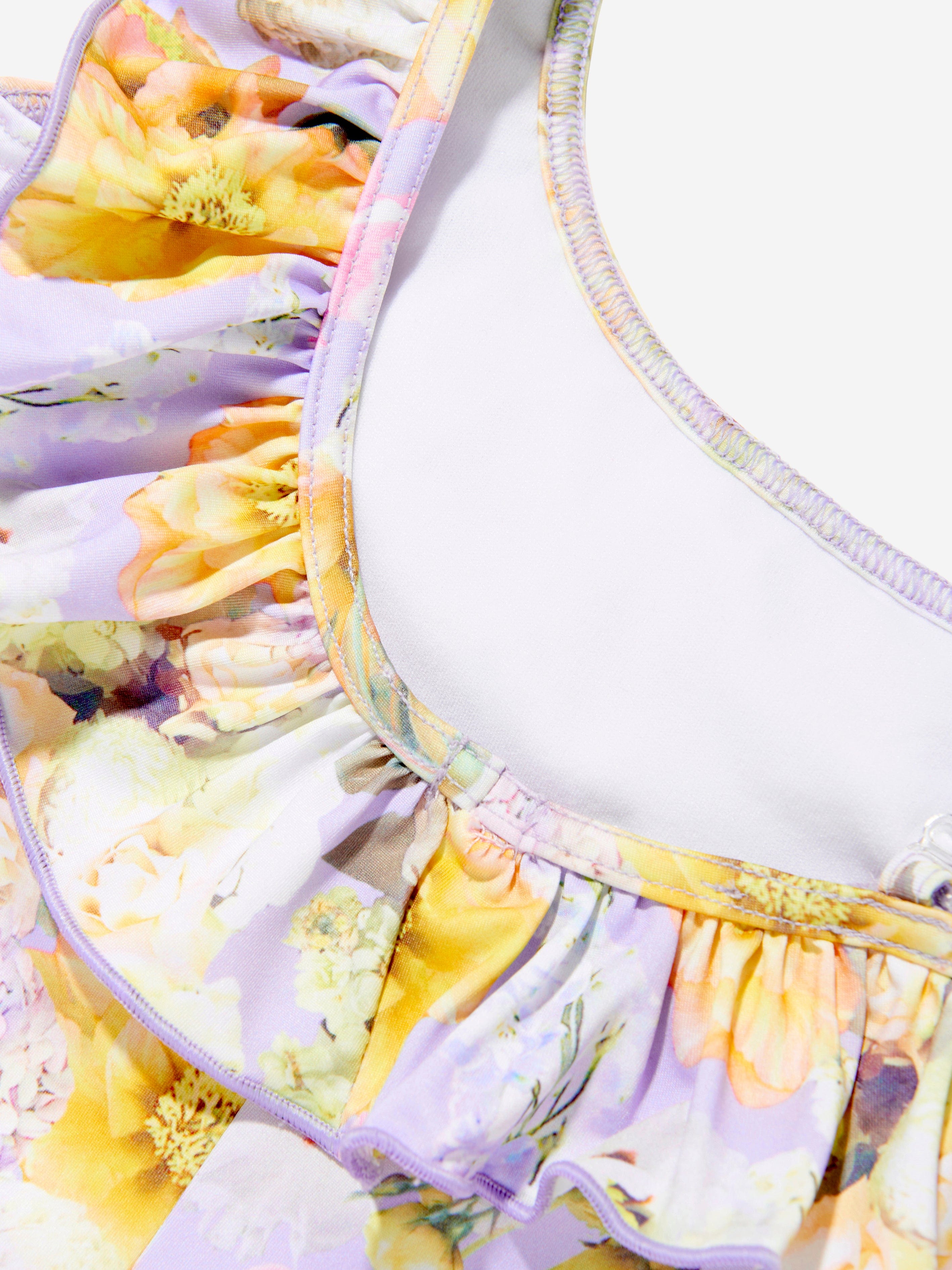 Selini Action Girls Floral Swimsuit in Yellow