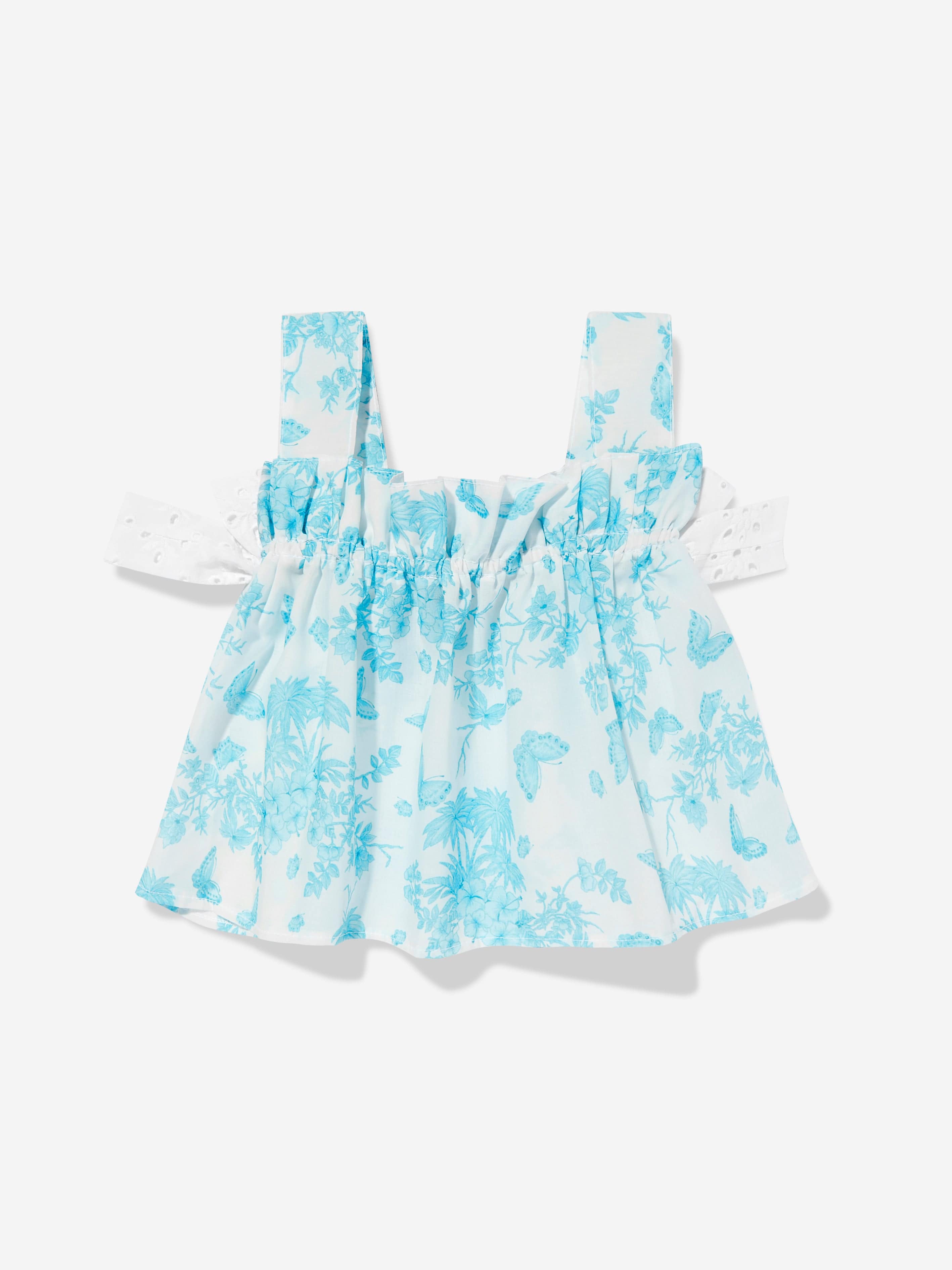 Selini Action Girls Butterflies Sleeveless Top in Blue